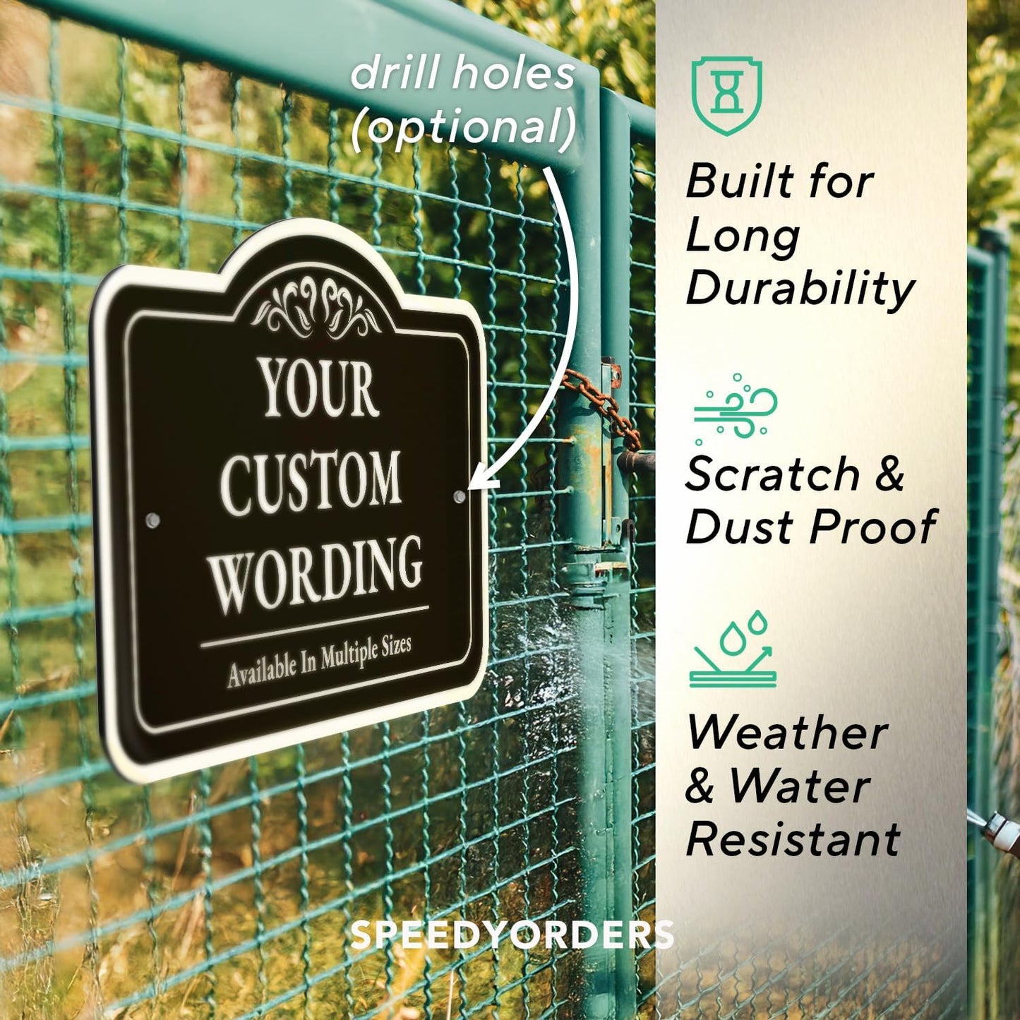 Personalized Custom Decorative Outdoor Metal Signs, Aluminum, Black Charcoal, 18x12 Inches, Waterproof, Made in USA