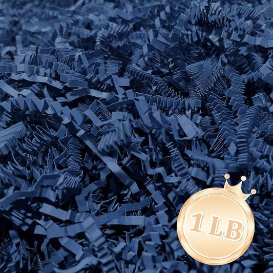 Zankubom 1 LB Navy Blue Crinkle Cut Paper Shred Filler Great for Gift Wrapping, Deep Royal Blue Basket Fillers, Birthday, Gift Wrapping, Halloween Thanksgiving Christmas Party Decor Filling Supplies