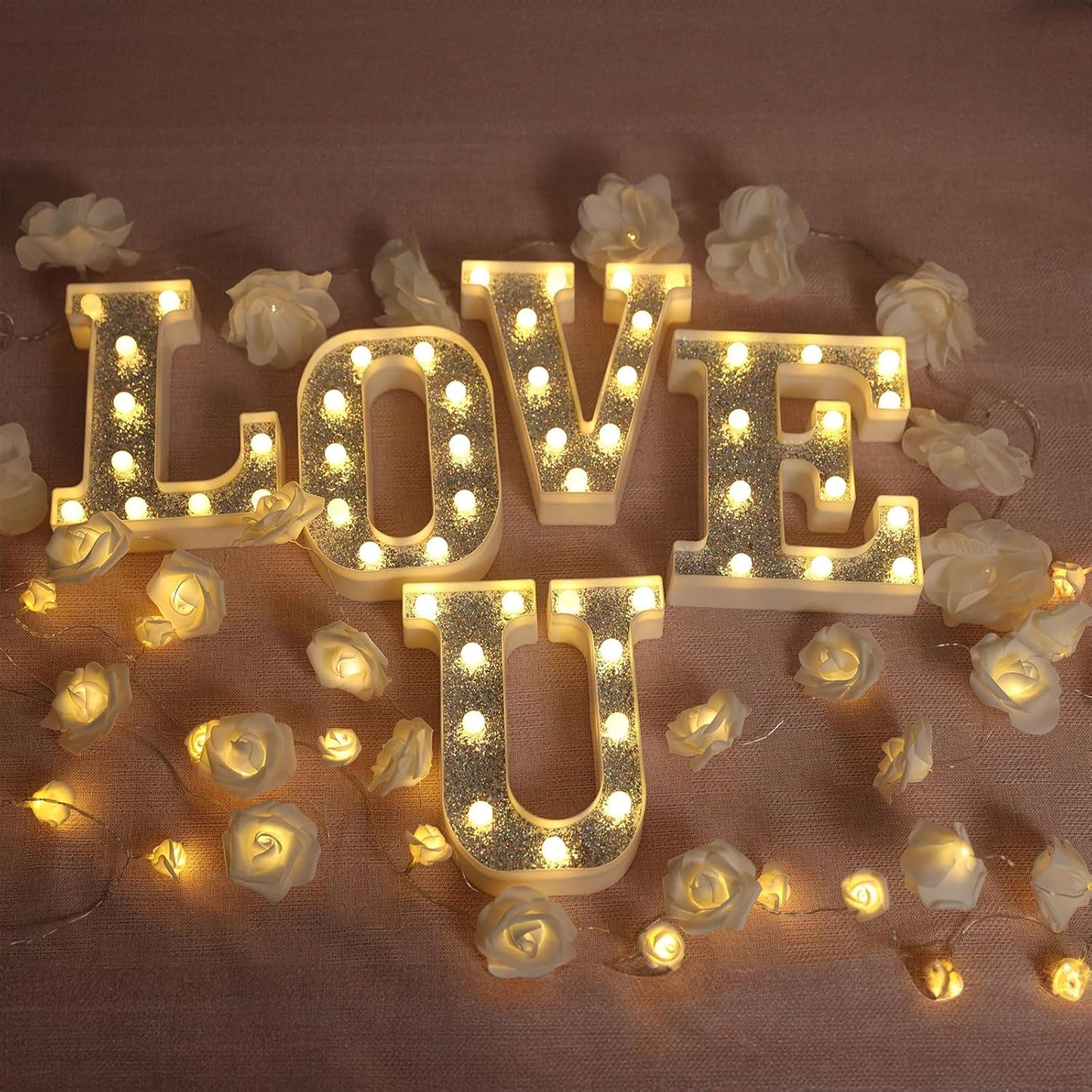 Marquee Light Letters for Table Decorations, Glitter Light Up Signs for Prom, Events, or Engagement Party Decor, Featuring Alphabet & Number Lighted Letters, Number 9