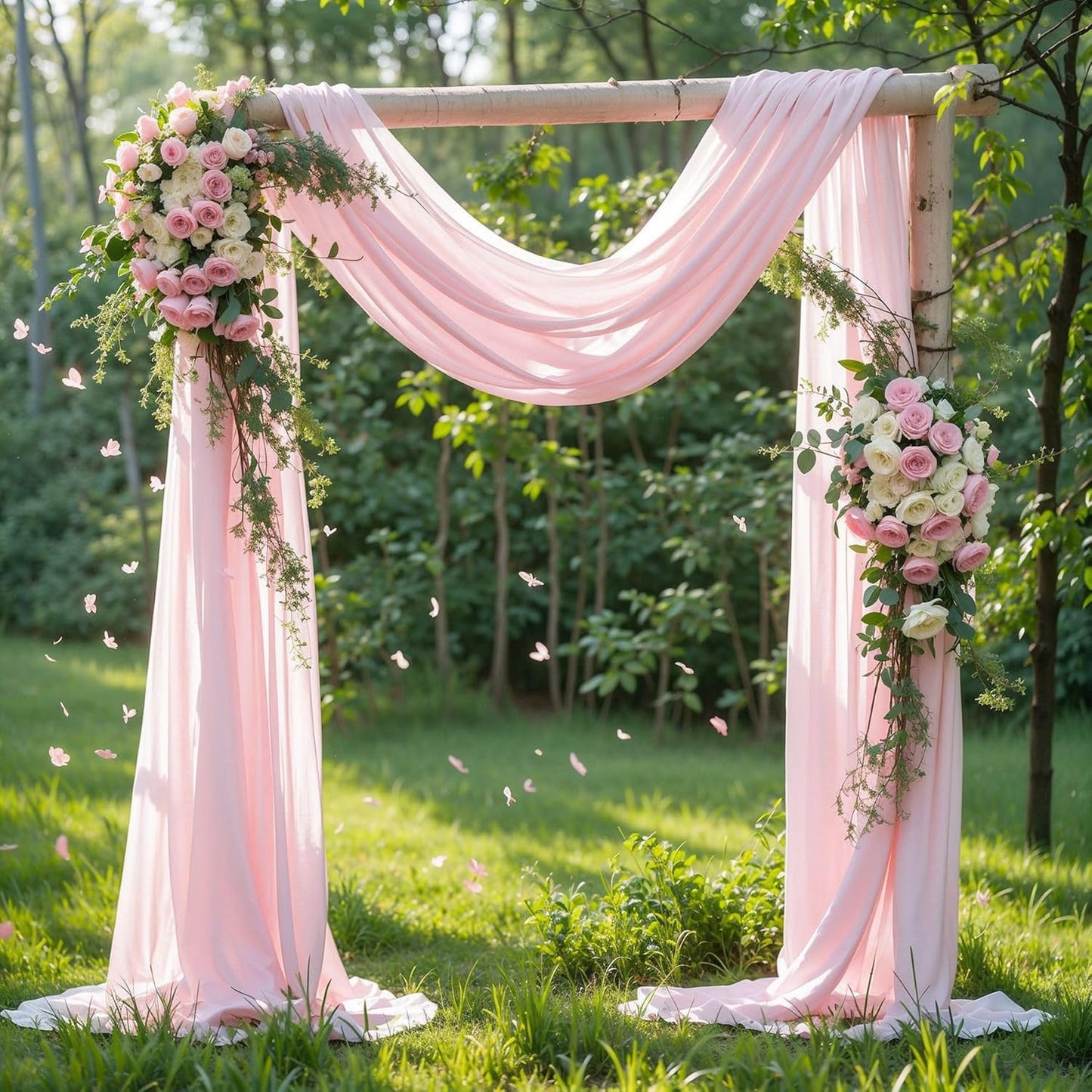 Wedding Arch Draping Fabric 1 Panel 18Ft Blush Chiffon Fabric Drapes Arbor Drapery for Wedding Ceremony Reception Swag Decorations