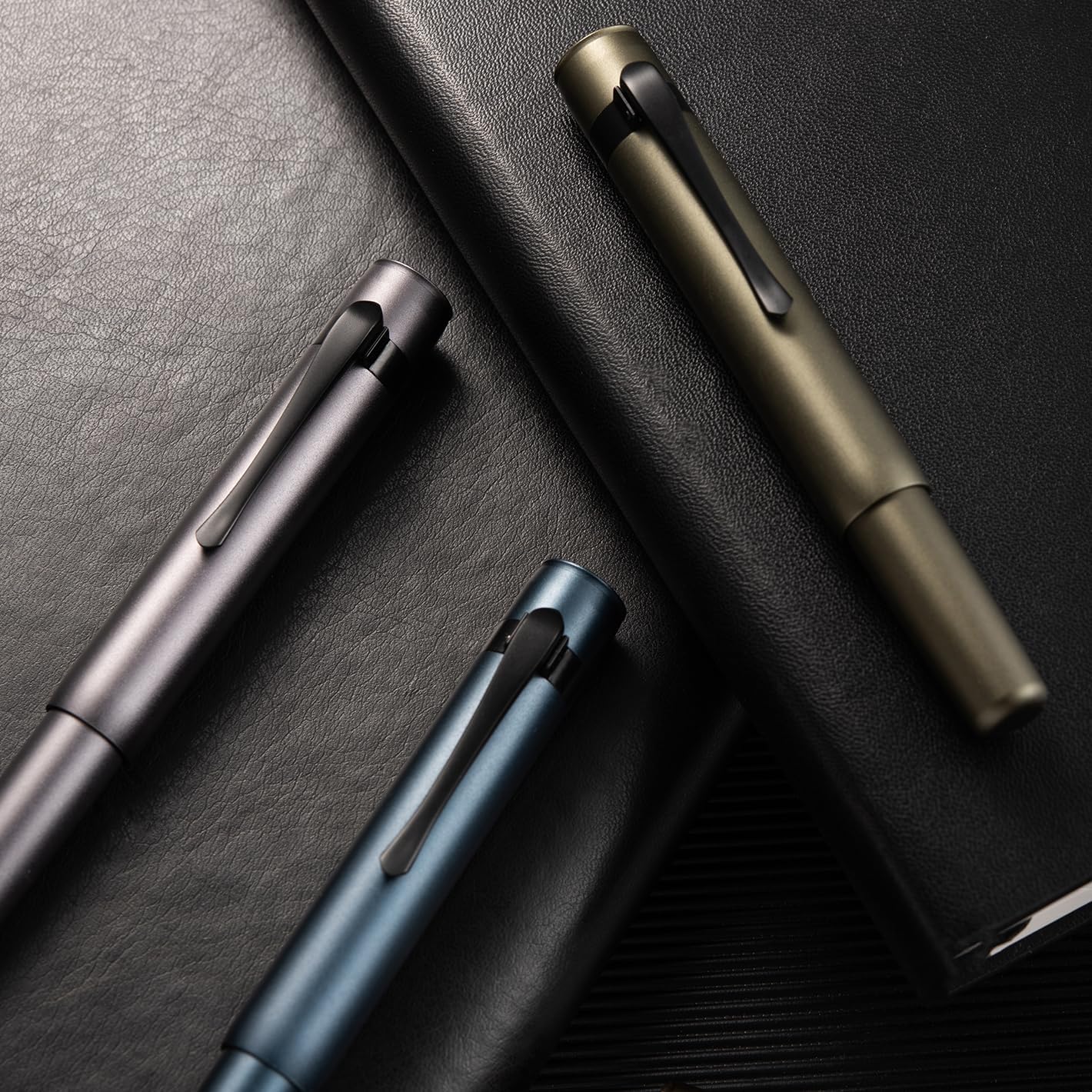 Hongdian M2 Black Forest Mini Fountain Pen, Long Blade Nib & Sleek Shape Aluminium Short Pocket Travel Pen (Midnight Blue)
