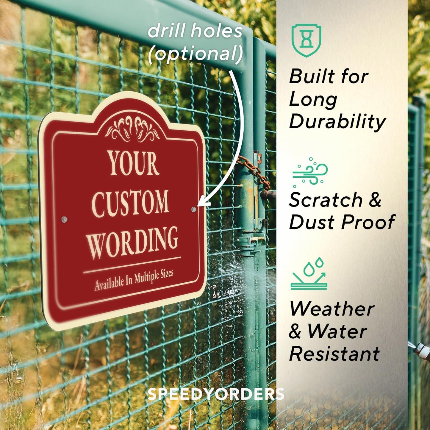 Personalized Custom Decorative Outdoor Metal Sign - Aluminum, Waterproof, USA Made, Red Brick Design 42x28 In