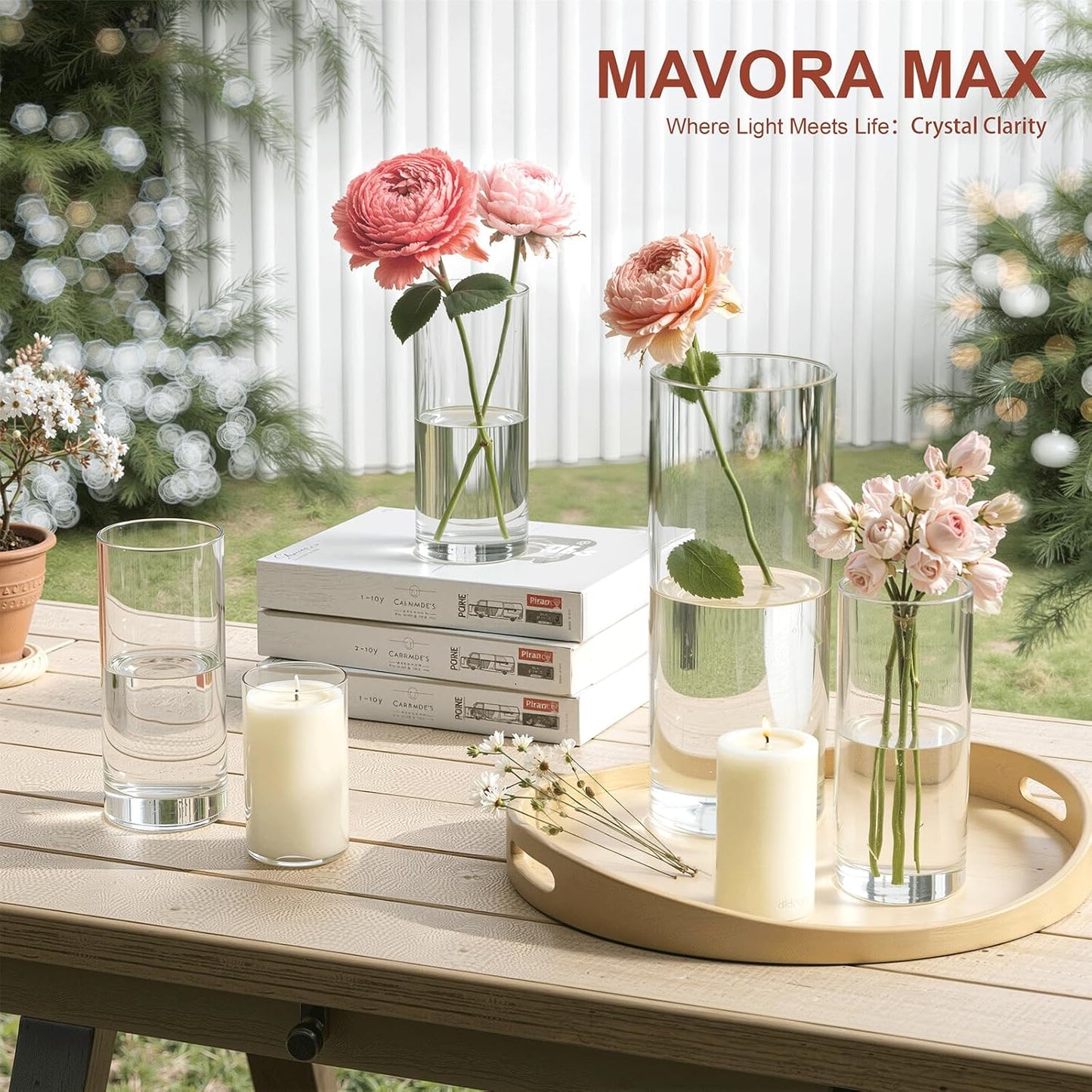 60 Pack Glass Cylinder Vase for Centerpieces, Clear Flower Glass Vases for Wedding Decorations, Hurricane Floating Candle, Holder for Table Centerpiece Wedding Home Décor