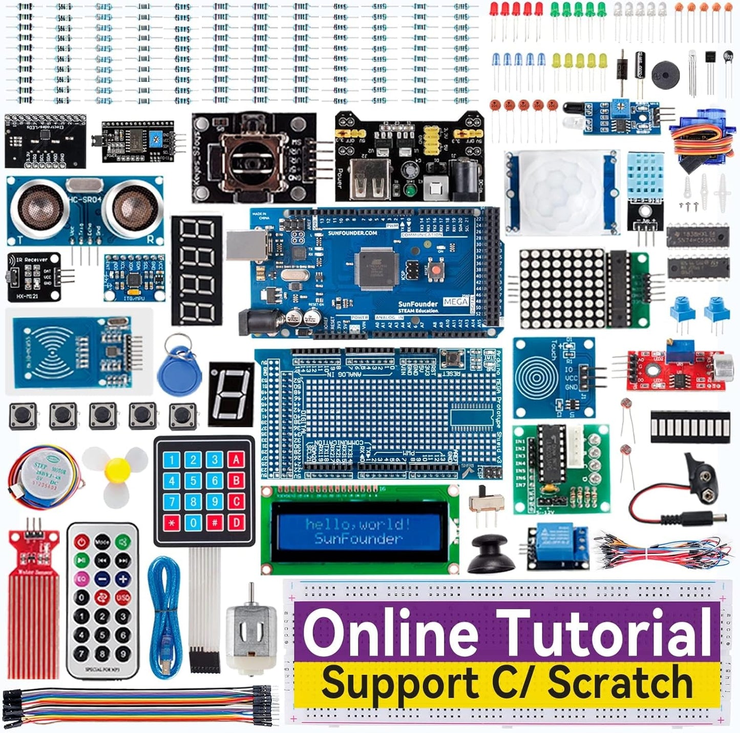 SunFounder Project The Most Complete Electronics Starter Kit Compatible with Arduino Mega 2560 R3 Mega328 Nano, 73 Tutorials Included
