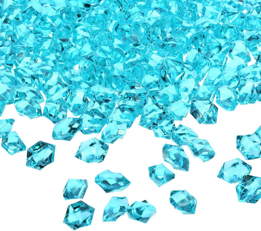 uxcell 1000pcs Fake Ice Rocks, Dazzling Clear Resin Crushed Ice Sparkling Fake Diamonds Gem Stones for Vases Fillers Table Scatter, Theme Party Favors, Light Blue