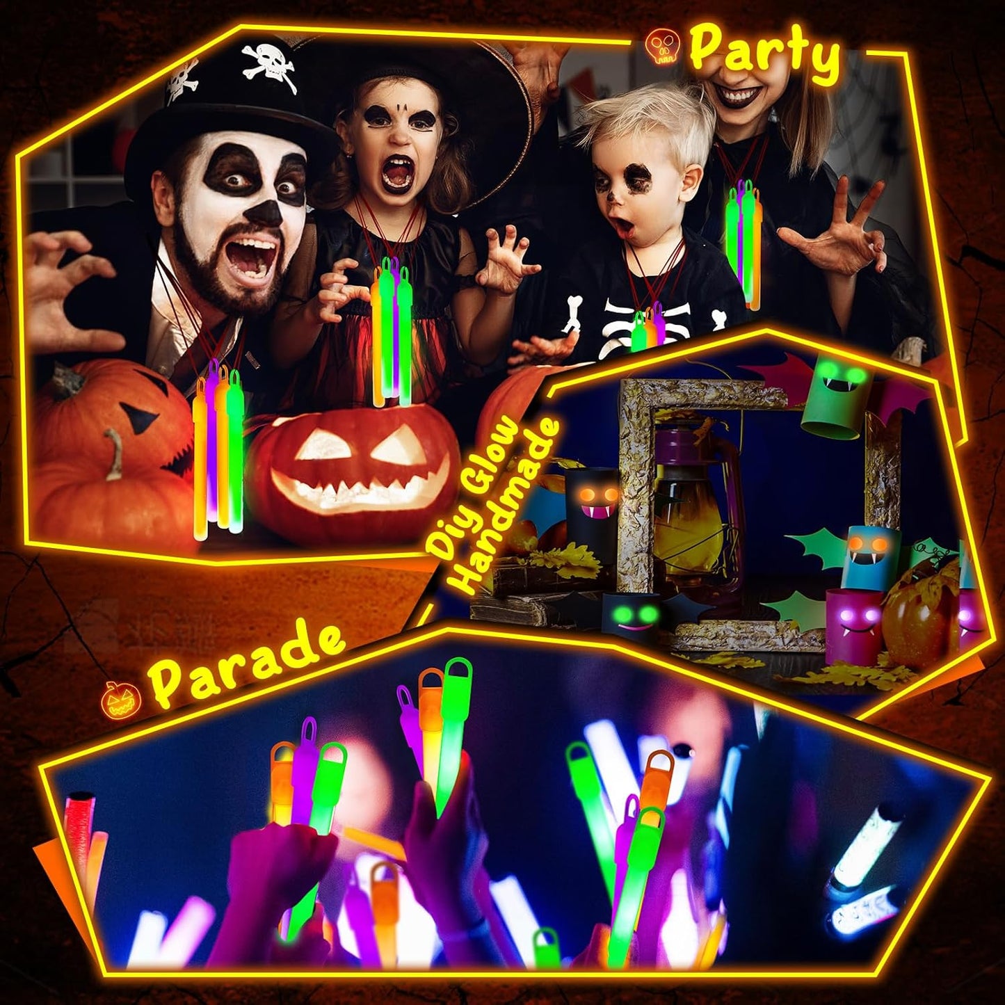 Lewtemi 4" or 6" 100 Pack Bright Glow Sticks Bulk, Glow in The Dark Party Supplies Birthday and Holidays Party Favors