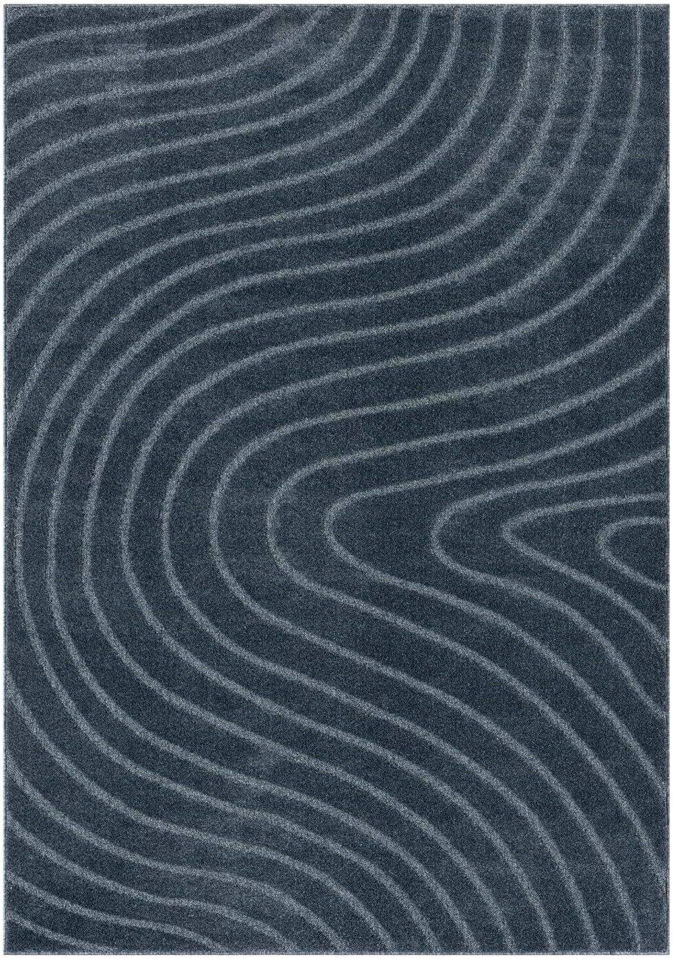 LUXE WEAVERS Modern Geometric Wave Blue 4x6 Area Rug