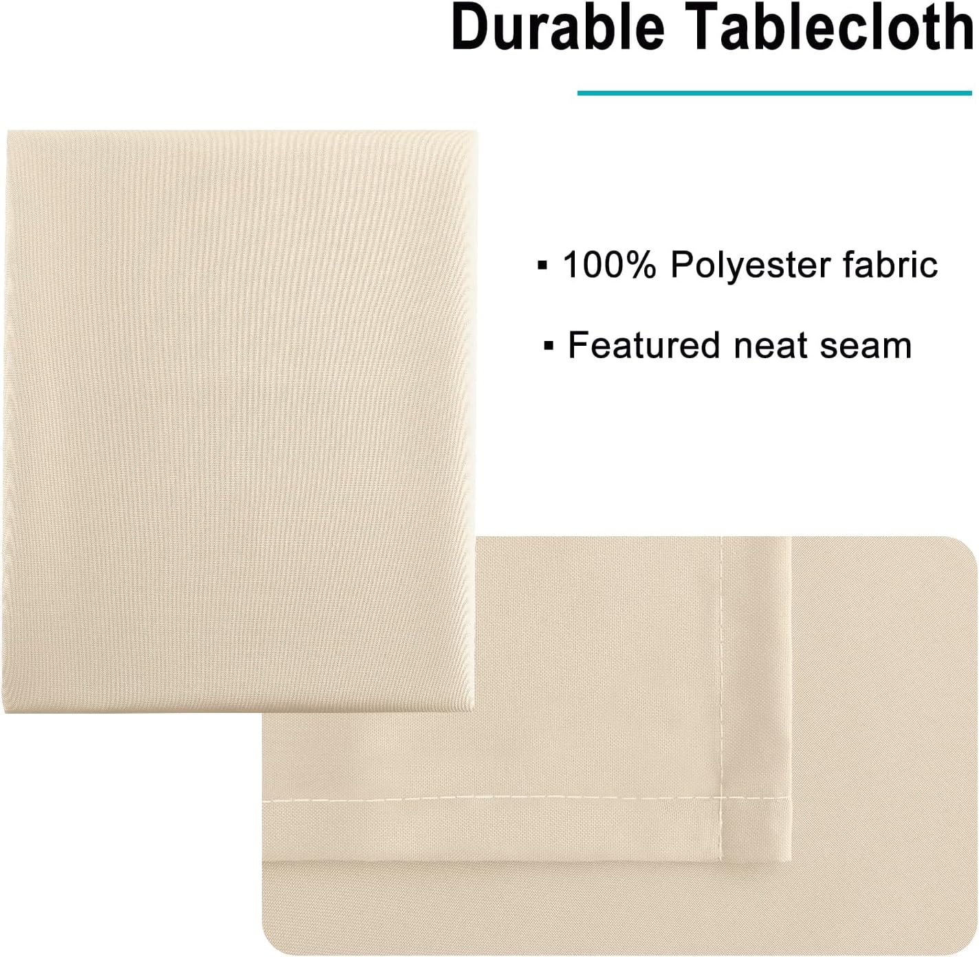 Hiasan Waterproof Tablecloth Rectangle - Washable Fabric Table Cloth for Dining Room Kitchen Birthday Party and Outdoor Use, Beige, 54 x 108 Inch