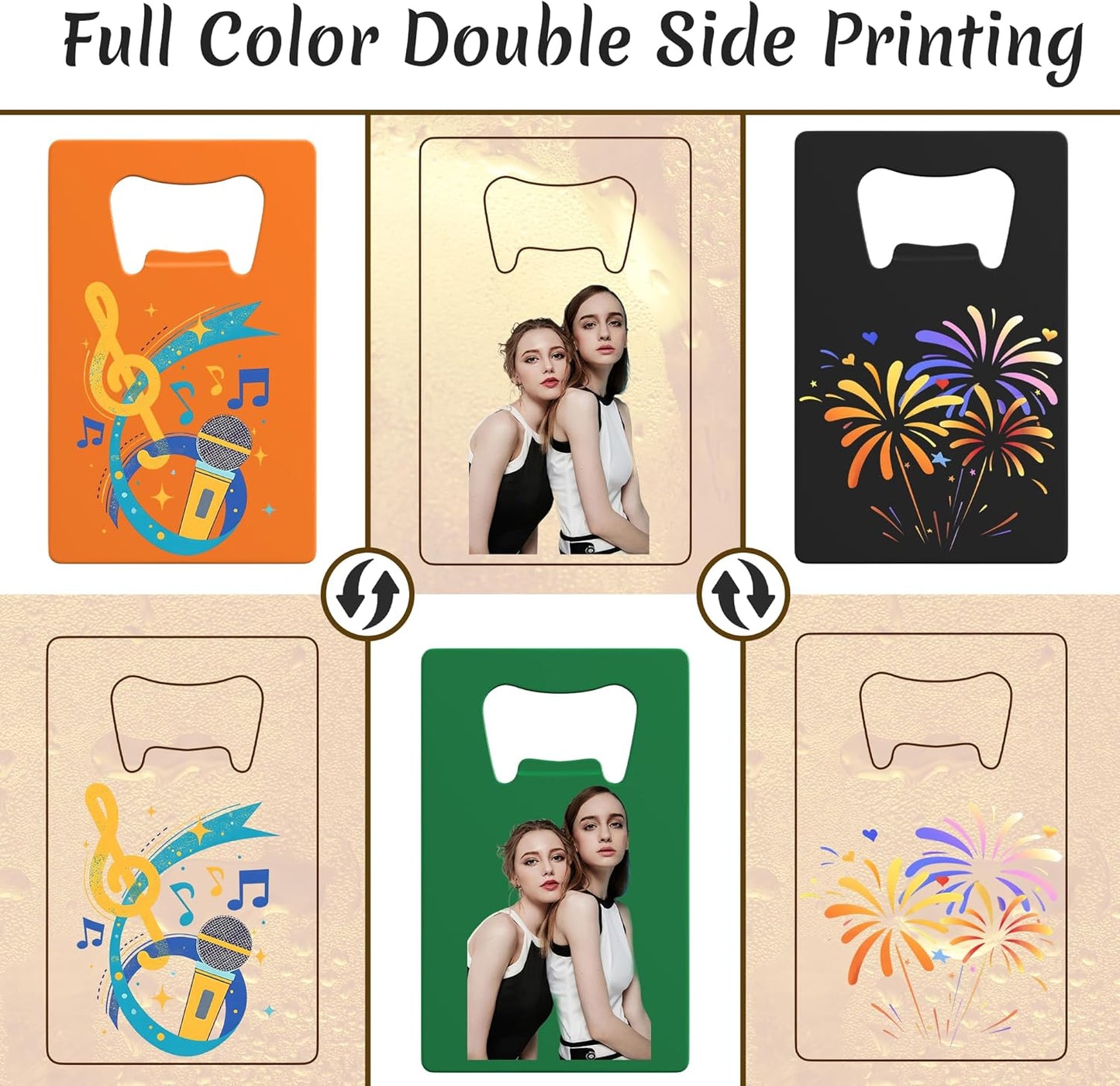 4-100 Pcs Personalized Bottle Opener, Custom Stainless Steel Credit Card Bottle Opener, Full Color Print for 6 Color, Design Your Text Logo for Bar, Wedding, Anniversaries, Party (Yellow)