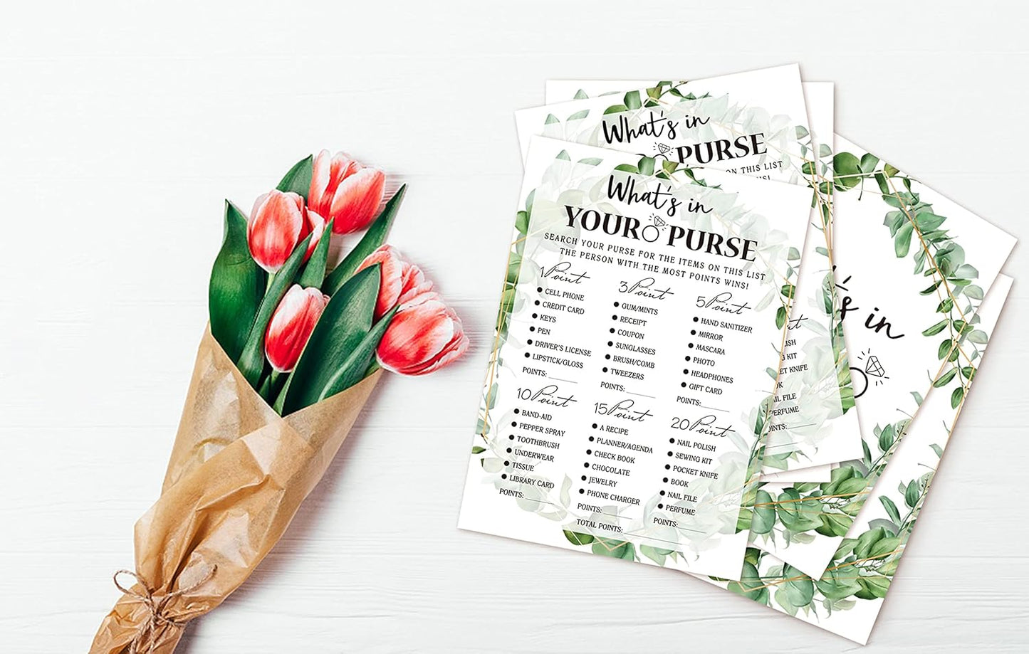 Bridal Shower Game Cards, Tropical Jungle Theme Engagement Party Cards for Wedding, Set of 30 Cards(Leaf011)