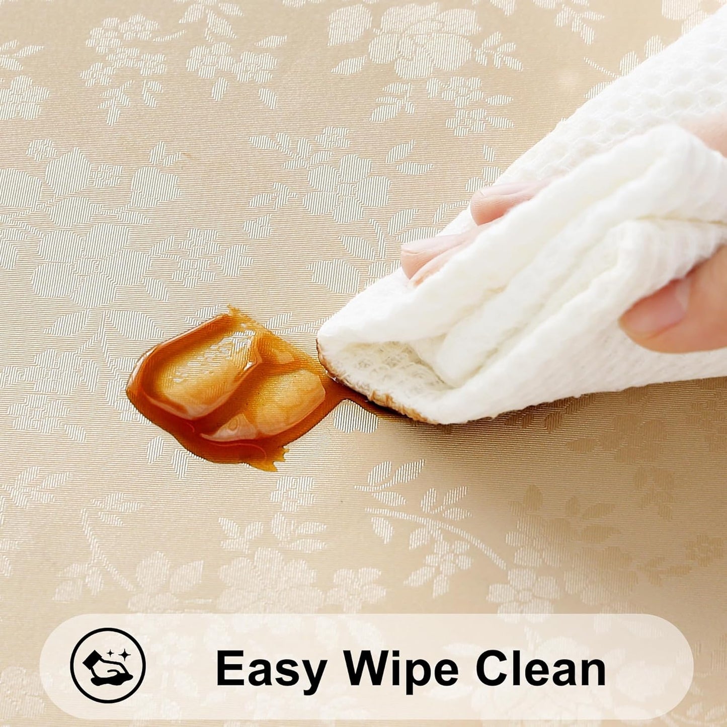 Smiry Round Table Cloth, Waterproof Heavy Duty Vinyl Tablecloths, Wipeable Washable Table Cover for Kitchen and Dining Room (Beige, 70" Round)