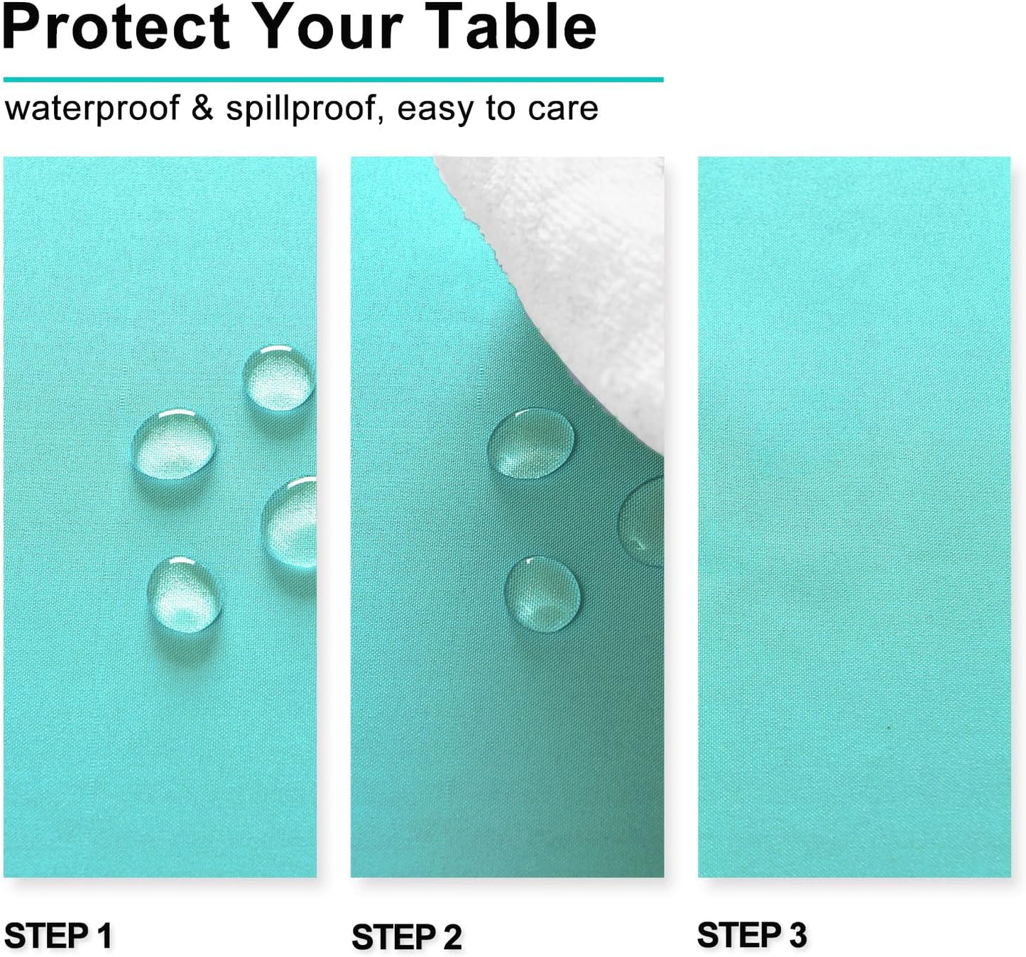 Hiasan Rectangle Tablecloth - Waterproof Washable Fabric Table Cloth for Dining & Party,54 x 120 Length, Light Blue