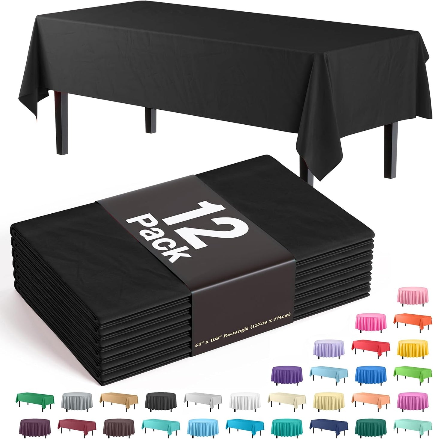 Premium Black table cover 54" x 108" (Pack of 12)