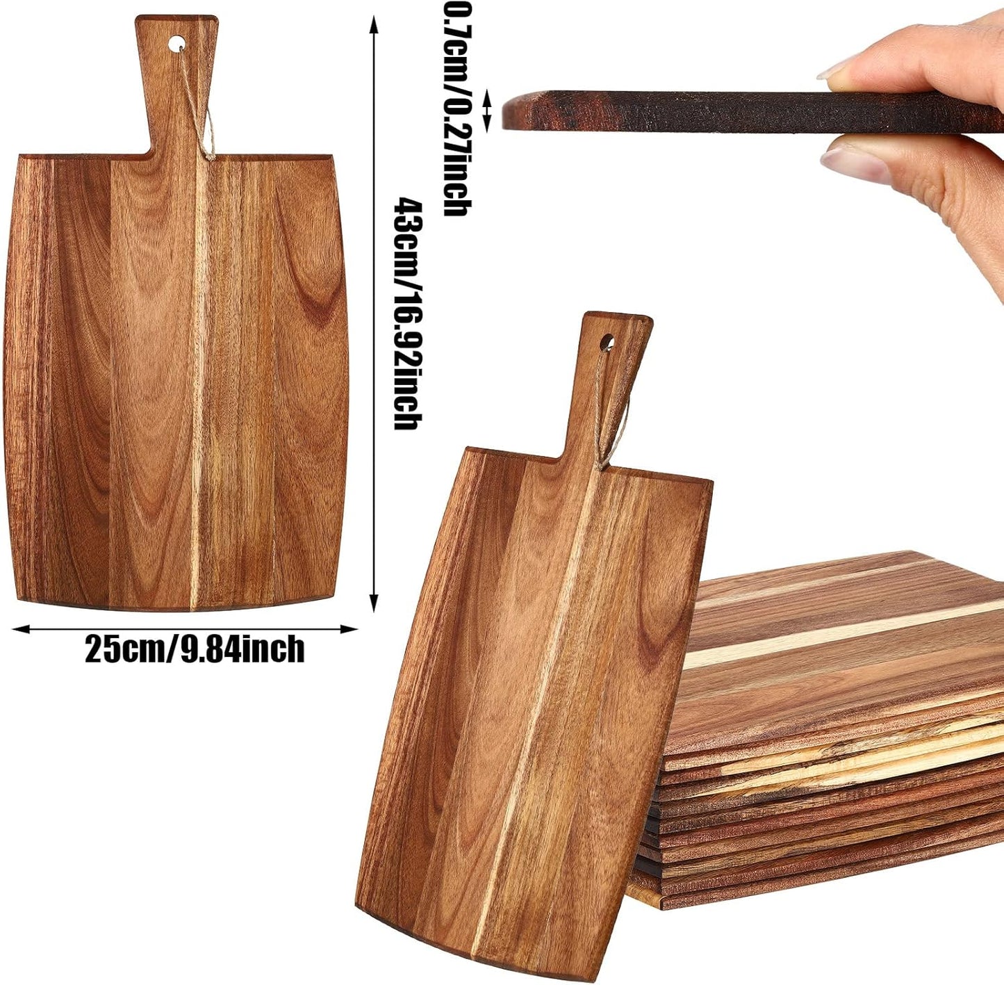 Irenare 18 Pcs Plain Cutting Board Set with Handles Laser Engraving Wooden Charcuterie Kitchen Serving Chopping Board Bulk for DIY Housewarming Mother's Day Gifts(Acacia,17 x 10 Inch)
