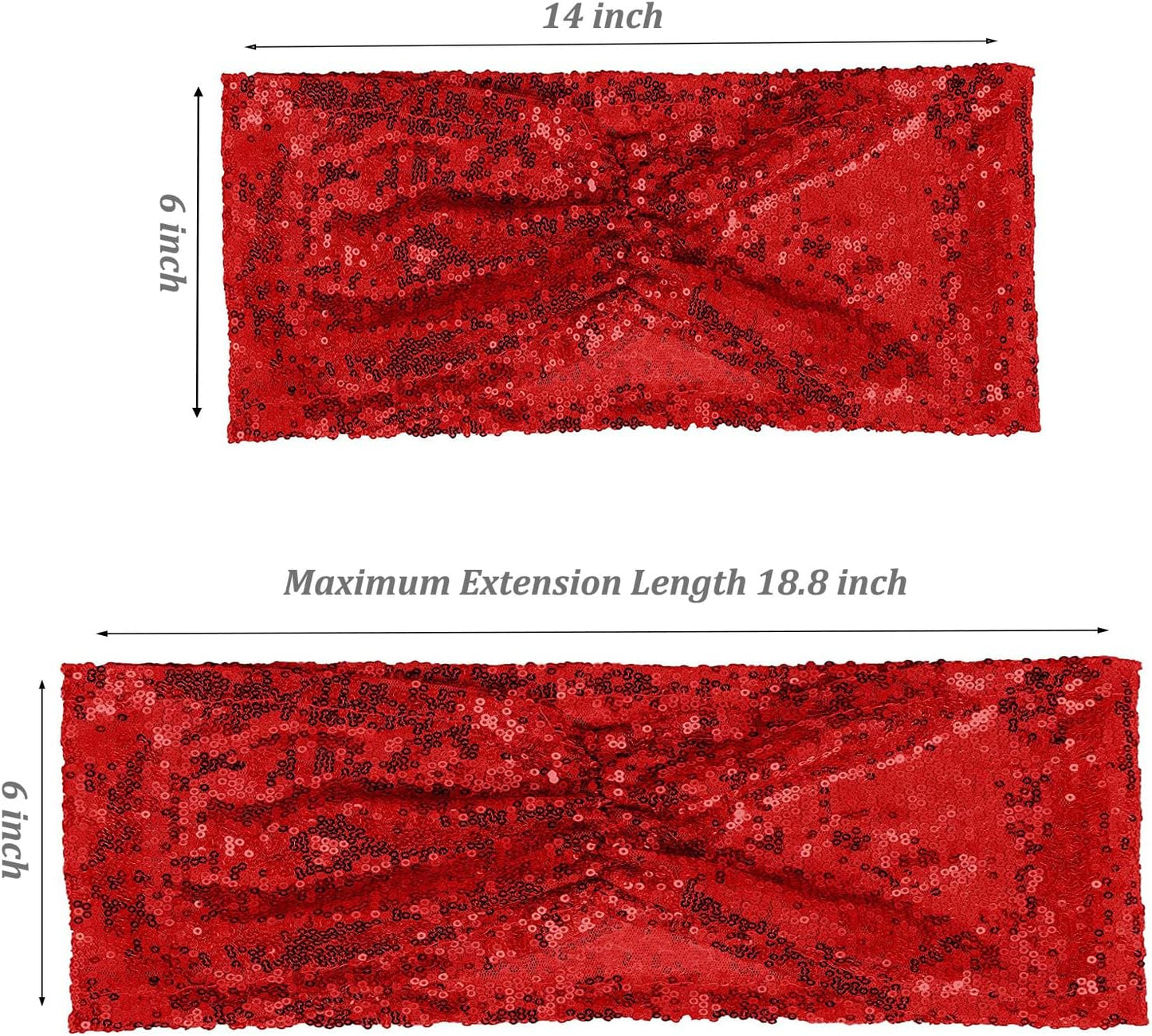 SquarePie Pack of 100 Chair Sashes Sparkly Red Sequin Bands for Wedding Party Banquet Home Decor