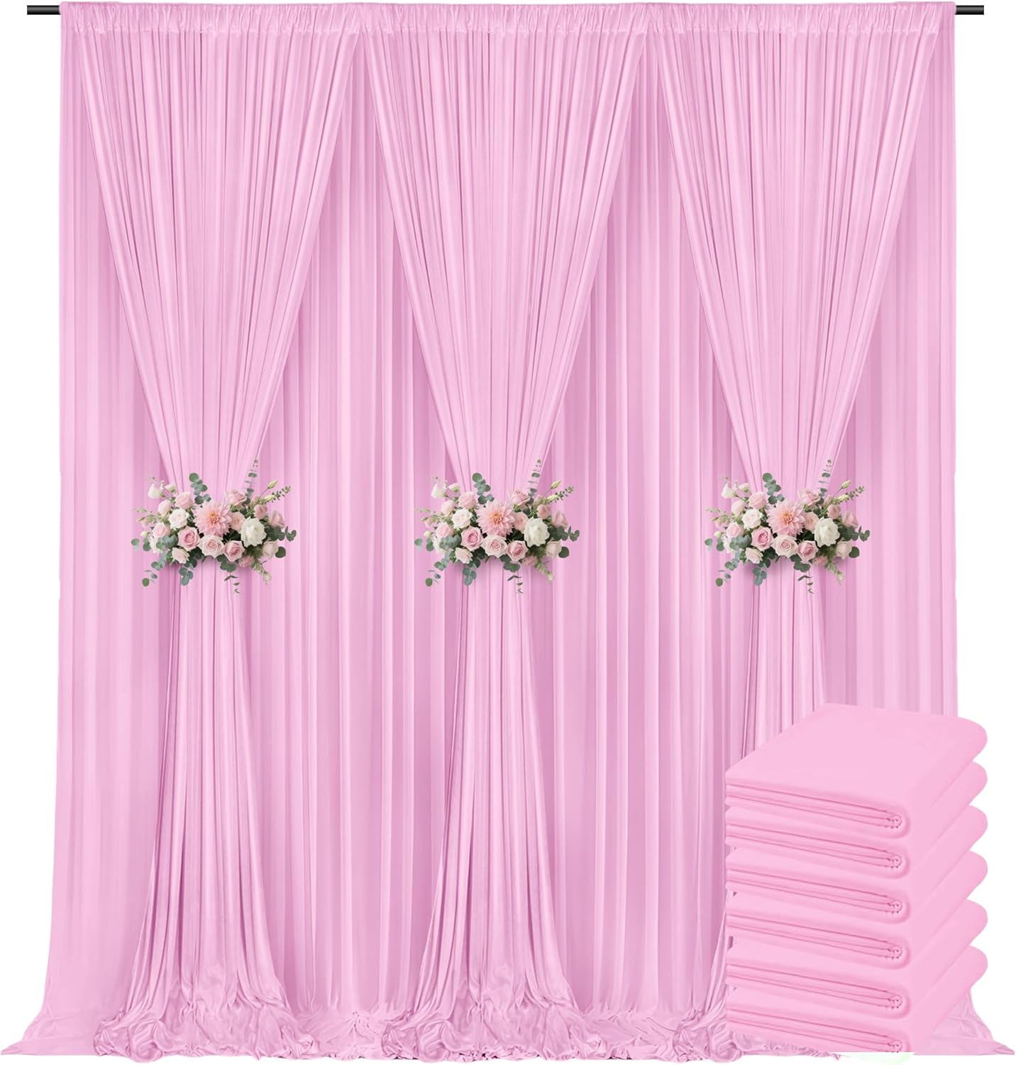 30x10ft Backdrop Curtains for Parties, 6 Panels 5x10ft Photography Backdrop Curtain with Rod Pocket,Backdrop Polyester Background Drapes,Wedding Backdrop Drapes for Birthday Baby Shower Home Decor