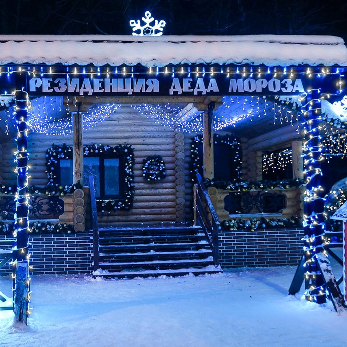 JMEXSUSS 500 LED Blue and White Christmas Lights, 8 Modes 163ft String Lights Plug in with Remote Control, Clear Wire Christmas String Lights Outdoor Waterproof for Outside Tree Yard Wedding