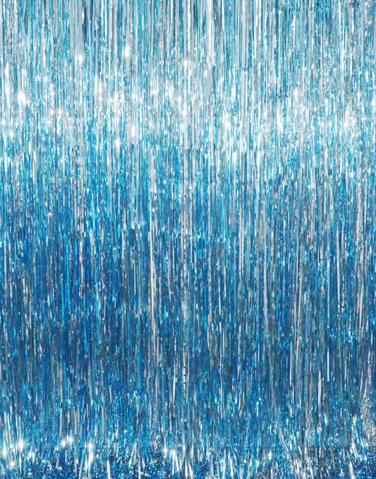 GOER 3.2 ft x 8.2 ft Metallic Tinsel Foil Fringe Curtains Party Photo Backdrop Party Streamers for Birthday,Graduation,New Year Eve Decorations Wedding Decor (Light Blue,3 pcs)
