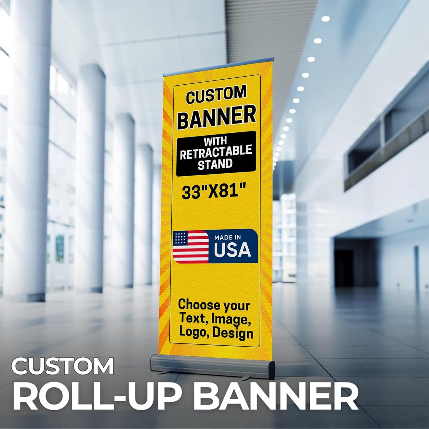 Custom Retractable Banner With Stand By Dreamcontroller(33" X 81") | Personalized Roll Up Banner For Advertising, Stores, Trade Show, Events, Birthday & Party | Made In Usa | Hd Print
