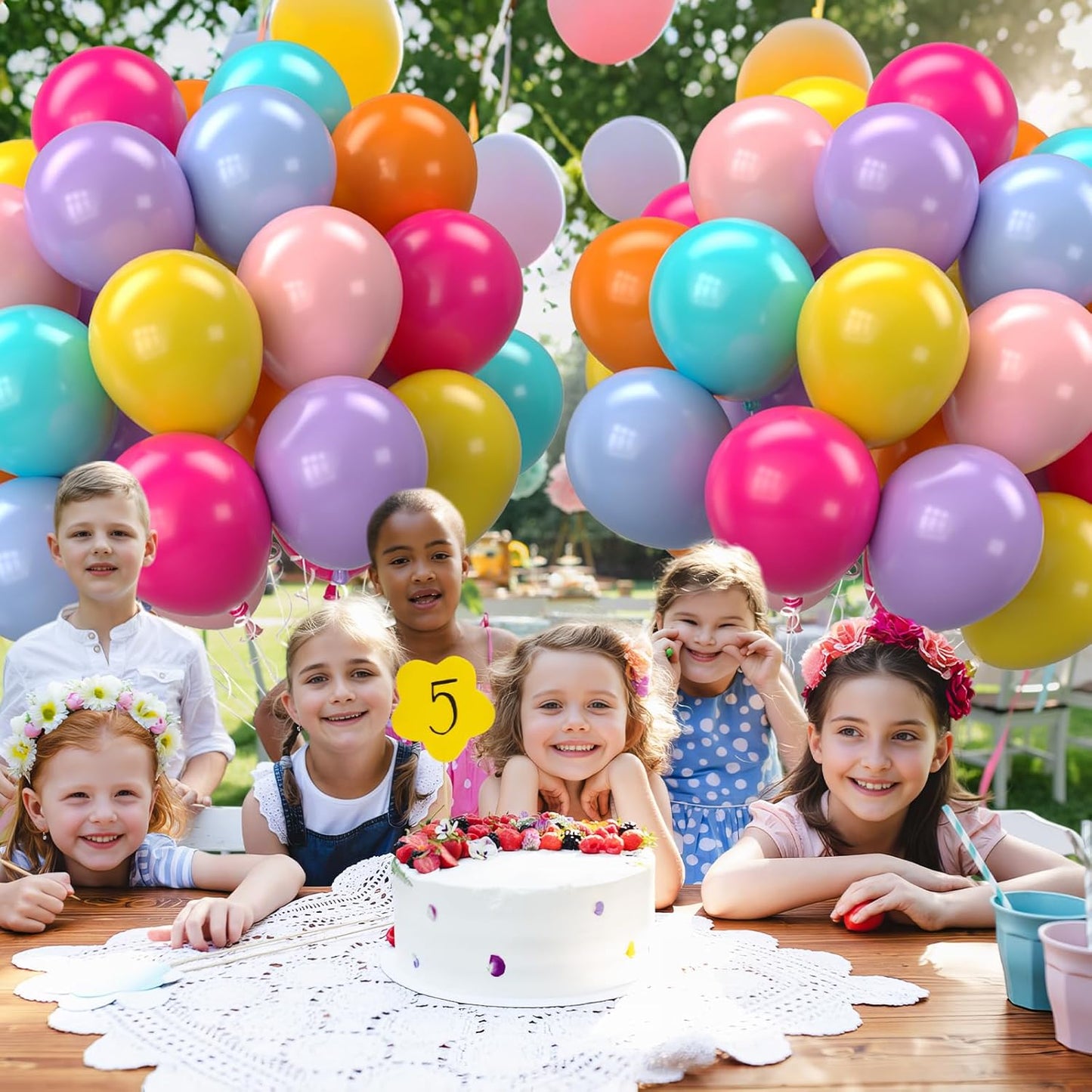 Tropical Balloons, 12 Inch Multicolor Rainbow Ballons Fruit Green Slate Blue Matt Orange Hot Pink Yellow Blue Purple Balloon for Birthday, Baby Shower, Wedding, Summer Party DIY Decorations