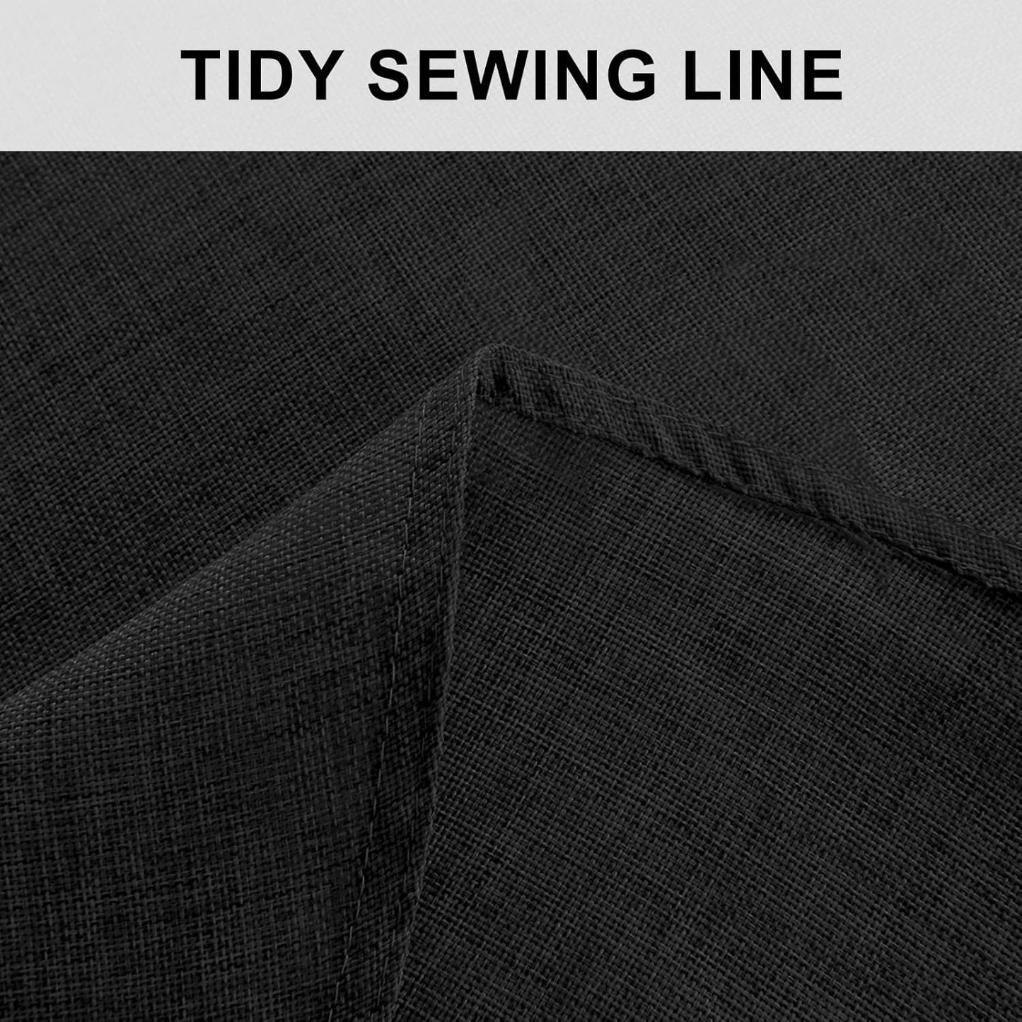 Hiasan Round Linen Tablecloth 70 Inch - Wrinkle and Stain Resistant Washable Polyester Fabric Table Cloth for Dining Room Kitchen Party, Black