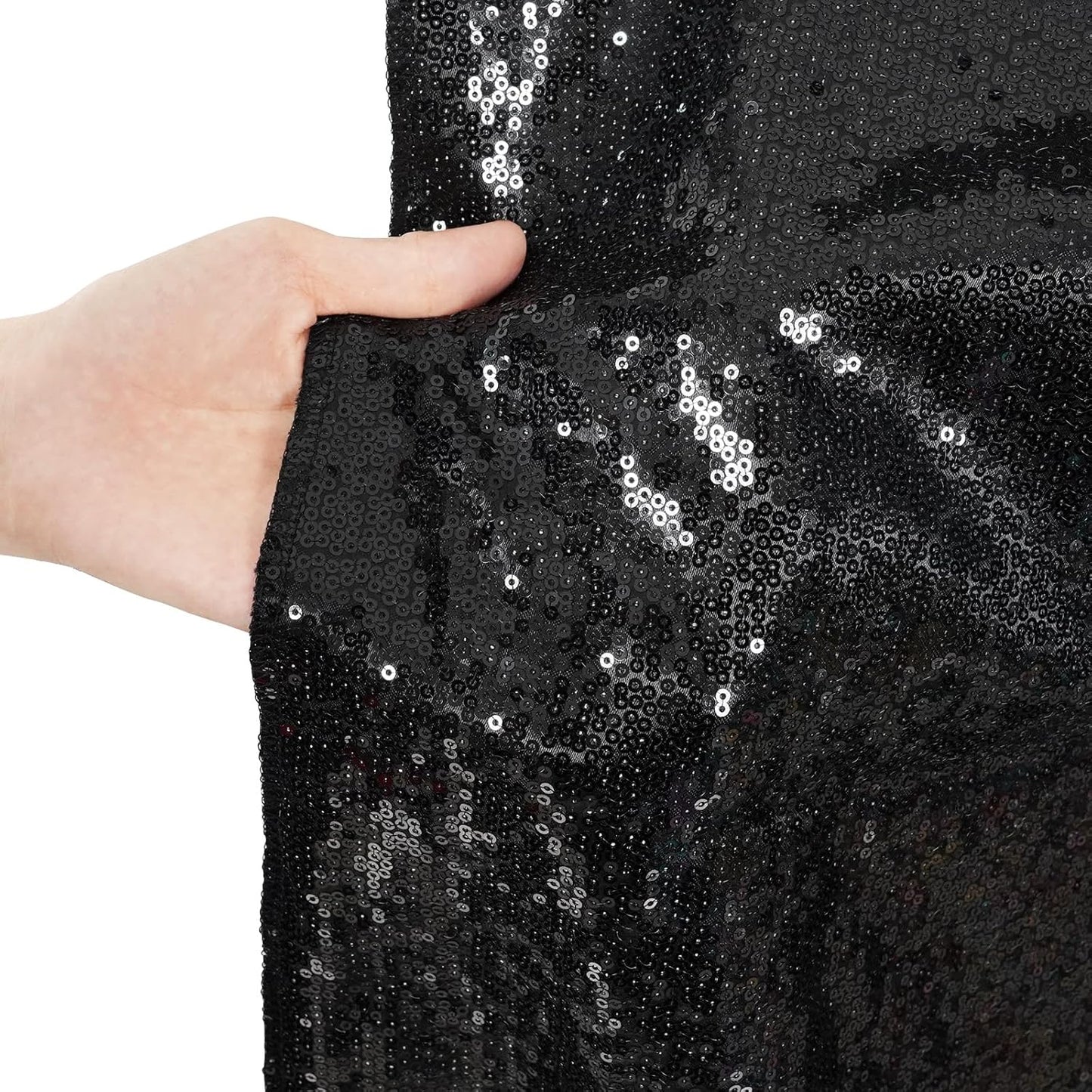 Poise3EHome 8Ft x 10Ft Black Sequin Backdrop, Glitter Thick Sequin Background Drapes, Sequence Xmas Thanksgiving Backdrop for Wedding Party Holiday Festival Decor