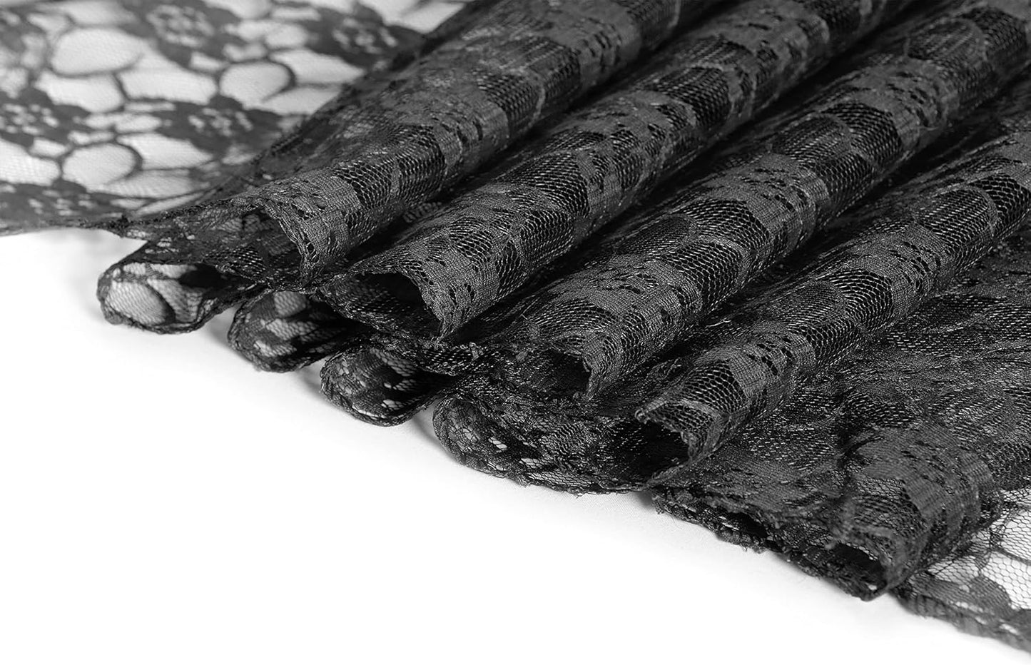 MDS Pack of 15 Wedding 12 x 108 inches Lace Table Runner for Wedding, Decorations for Birthday Parties, Banquets, Graduations, Engagements, and Runners fit Rectangle, Round Table- Black