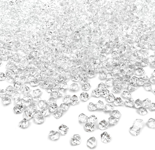 Fake Ice Rocks, 5000 pcs 5 * 7 mm Acrylic Ice Cubes Plastic Crystals Fake Crushed Ice Rocks Acrylic Gems for Vase Fillers Party Decor