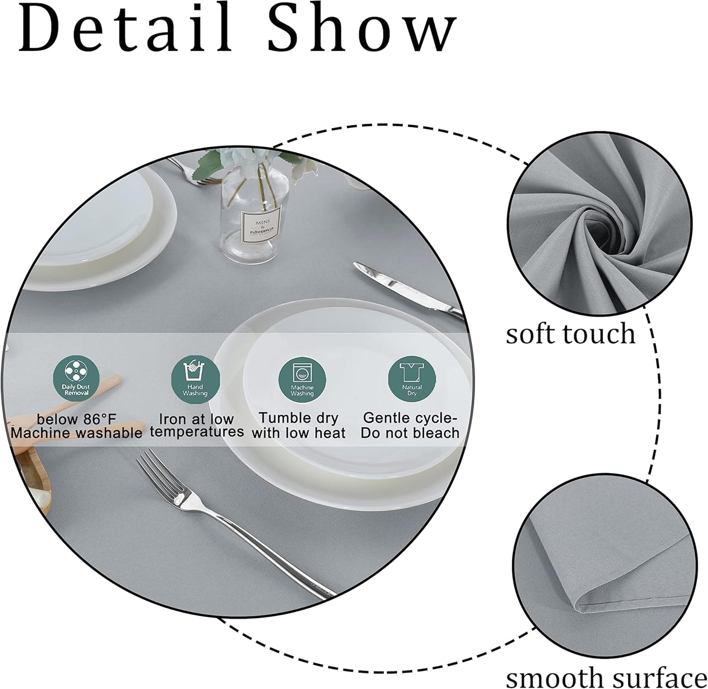 Fitable Rectangle Tablecloth 60x84 inch Tablecloth Stain and Wrinkle Resistant Washable Polyester Table Cloth for Buffet Parties and Camping Silver