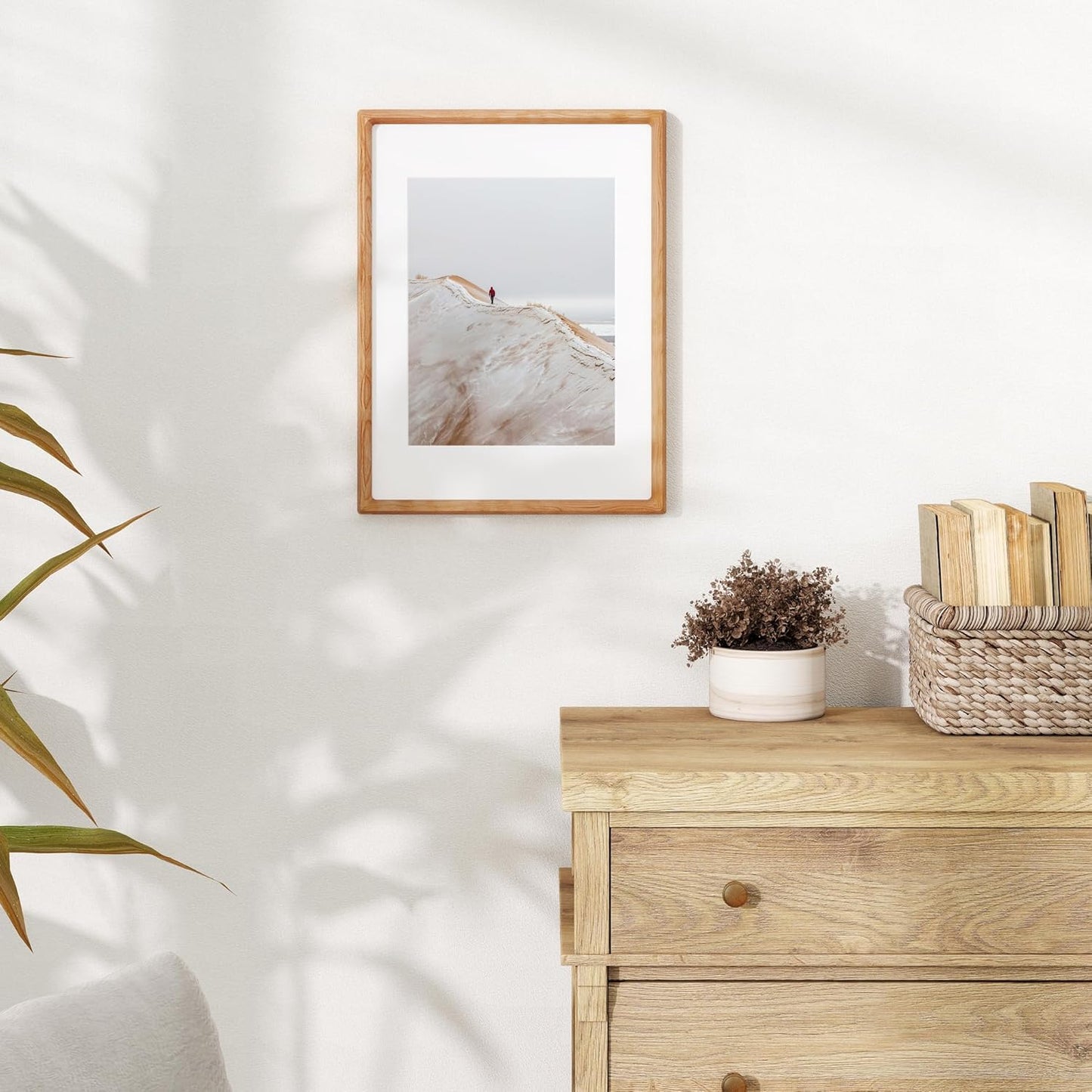 12x16 Picture Frame USA-Sourced Natural Cherry Wood Solid Original Wood Photo Frame Rounded Corner with Mat to 8.5x11 Picture Display with Real Glass Family, Wedding Picture, Photo, Certificate