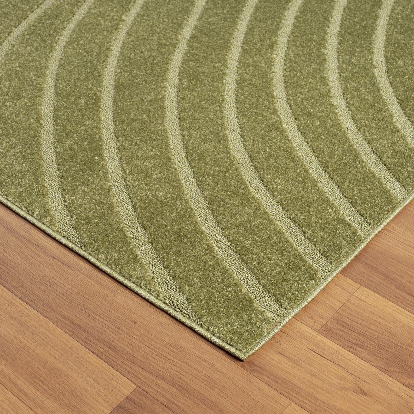 LUXE WEAVERS Modern Geometric Wave Green 4x6 Area Rug, Contemporary Stain Resistant Carpet