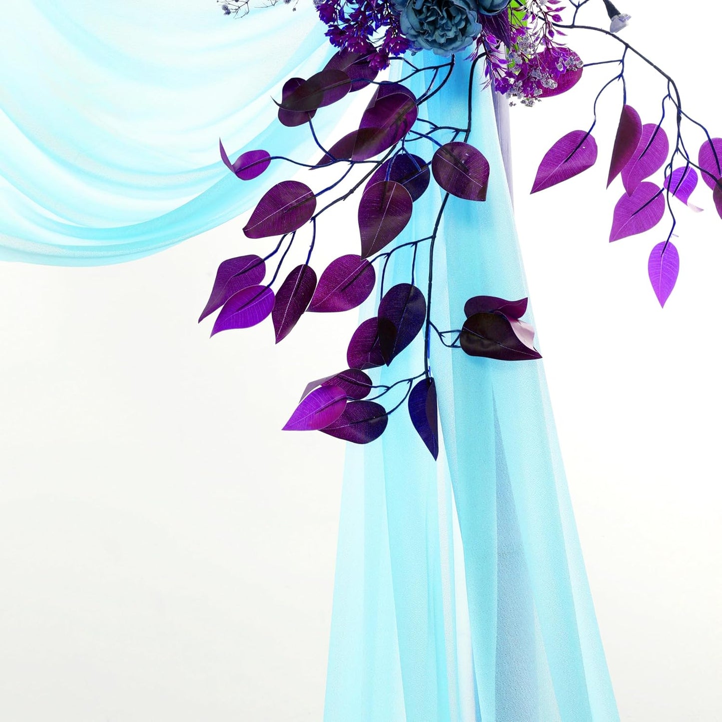 VDS Pack of 2 Panel (30 Inch X 20 Feet) Wedding Arch Draping Fabric Sheer Chiffon Fabric Drapery for Wedding Ceremony Reception Swag Backdrop Canopy Chuppah ARBO Altars Decoration (Teal)