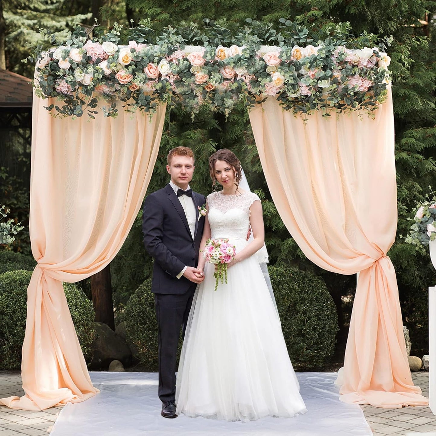 Wokceer Metal Heavy Duty Backrop Stand Square 8x8FT Adjustable Pipe and Drape Kit White Photo Booth Stand for Wedding Ceremony Birthday Party Photography Exhibition Celebration
