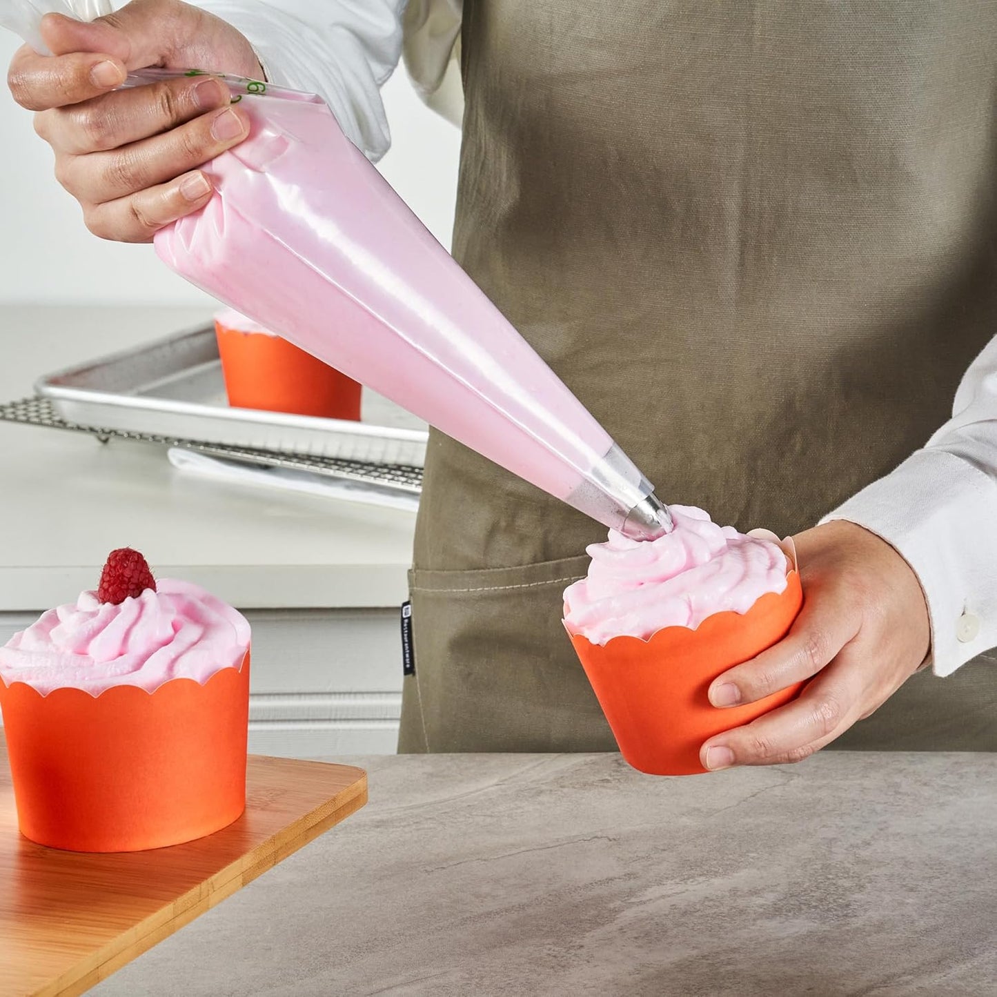 Panificio 10 Ounce Cupcake Wrappers, 200 Scalloped Baking Cups - Oven-Ready, Greaseproof, Orange Paper Cupcake Liners, Disposable, For Birthdays, Baby Showers, Or Weddings - Restaurantware