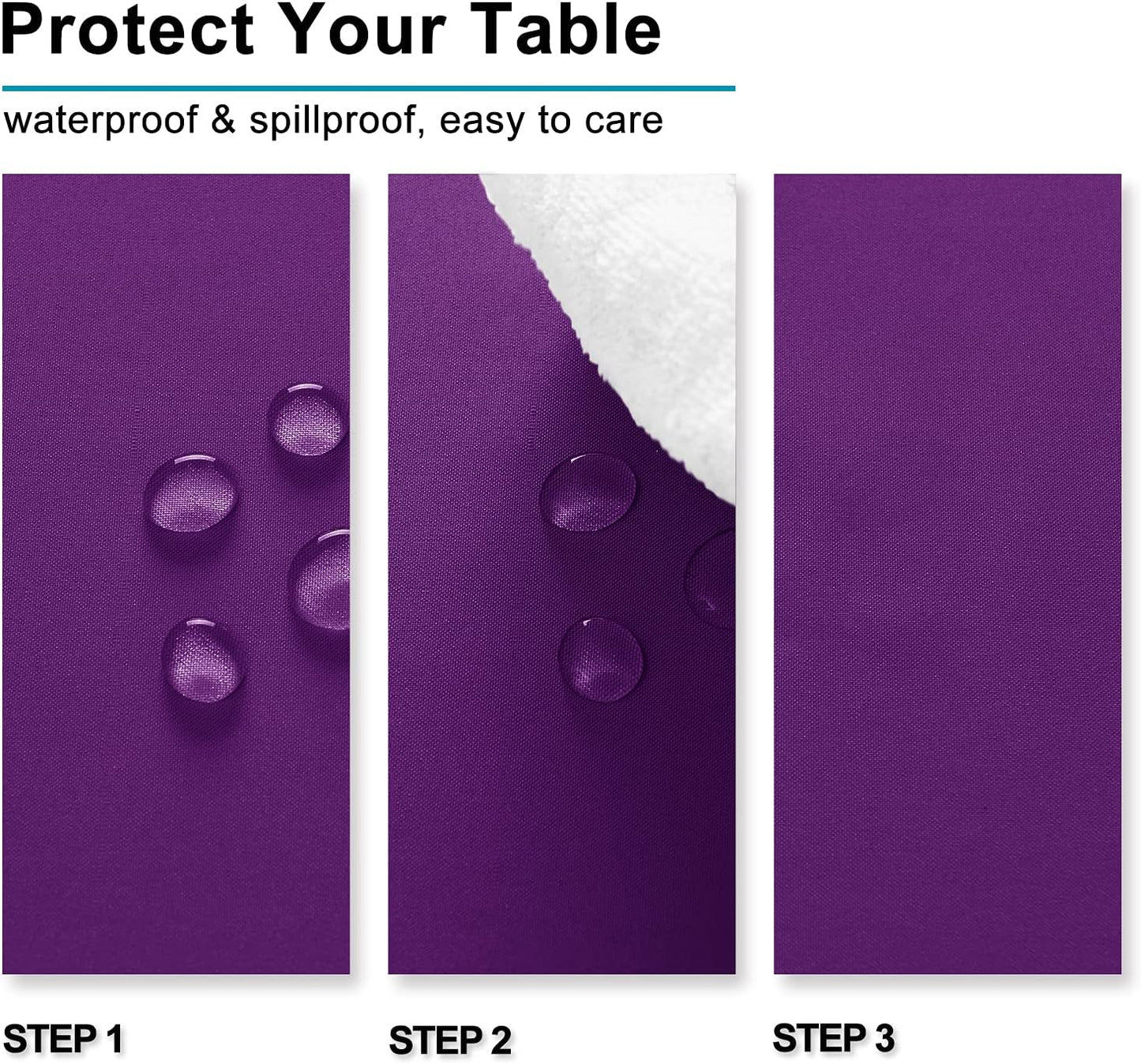 Hiasan Waterproof Tablecloth Rectangle - Washable Fabric Table Cloth for Dining Room Kitchen Birthday Party and Outdoor Use, Royal Purple, 70 x 90 Inch