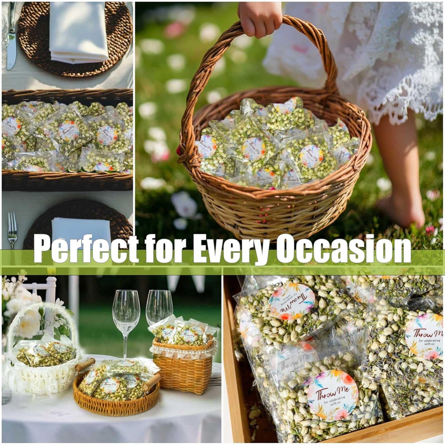 Oning 50 Pack Biodegradable Real Flower Petals Confetti, Wedding Flower Confetti with Jasmine & Lavender Petals for Flower Girls to Throw Making Handmade Candle Sachets, Bridal Shower Decor