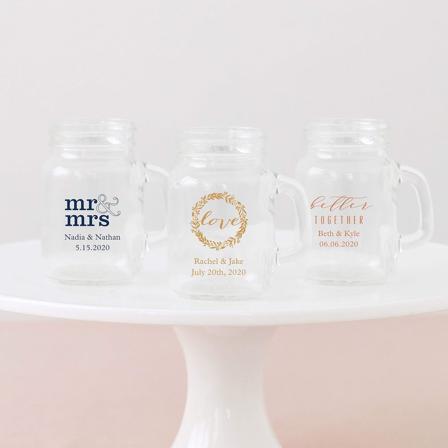 WEDDINGSTAR Personalized 4oz Mini Mason Jar Shot Glass Customizable Full Color Print - 120 pack