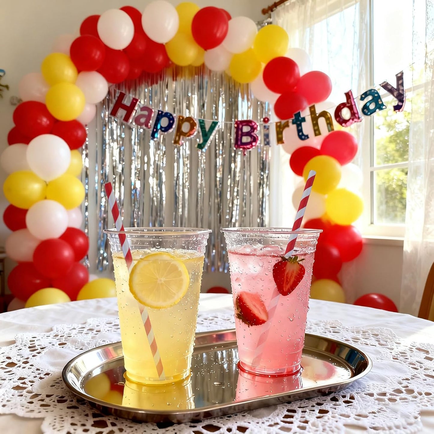 Disposable Red White Paper Straws - Striped Drinking Straws Bulk, for Party, Wedding, Cake Pops, Crafts, 7.75" x0.24"