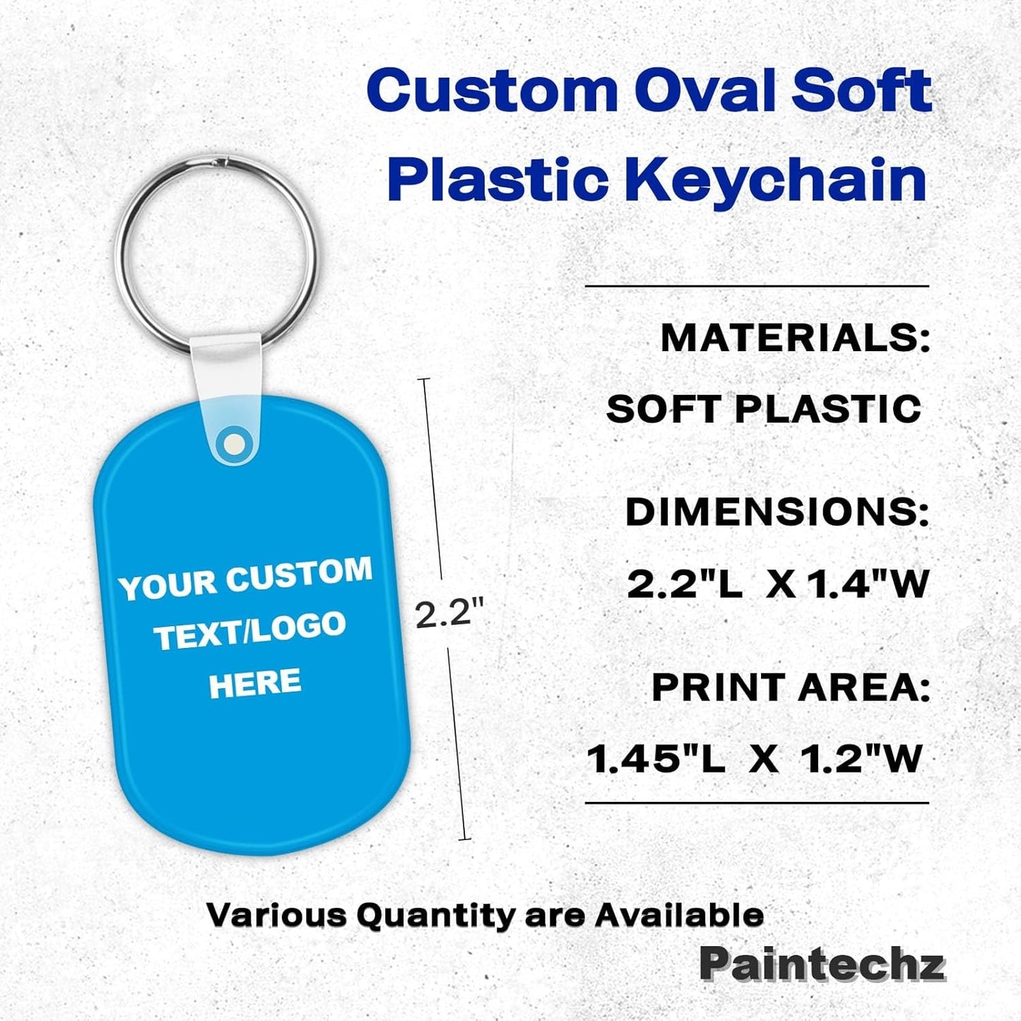 Custom Oval Soft Keychains 300 Pack, Personalized Logo, Text Bulk - Perfect for Tradeshows, Party Favors, Campaign Gifts - Customizable Key Tags