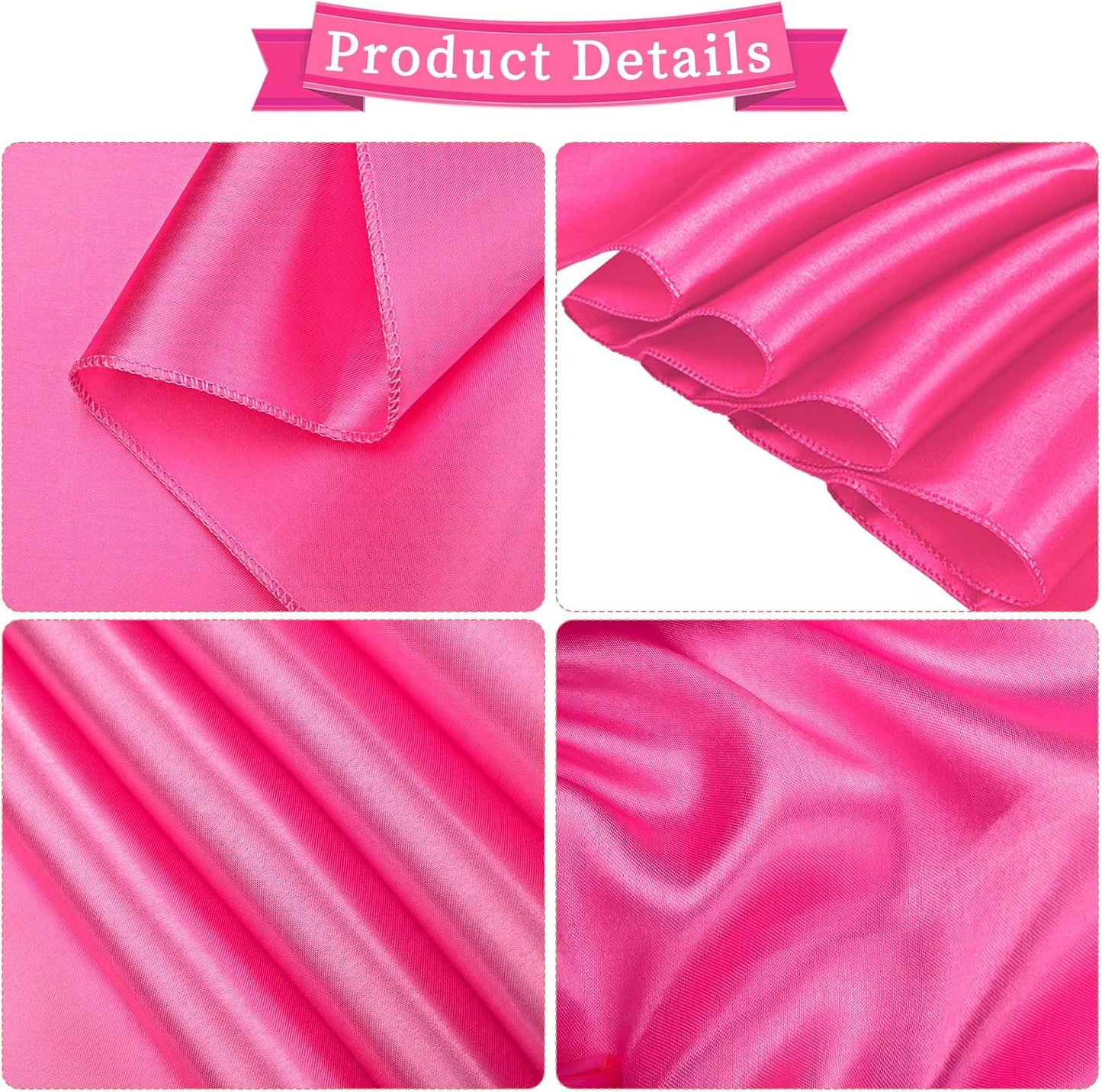 60 PCS Hot Pink Satin Chair Sashes Bows Universal Chair Cover for Wedding Reception Restaurant Event Decoration Banquet,Party,Hotel Event Decorations (7 x 108 inch)