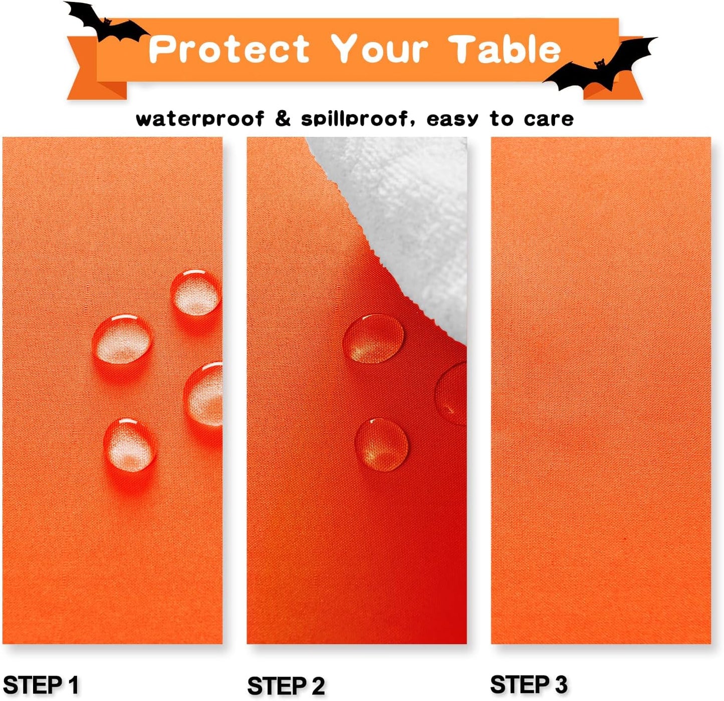 Hiasan Pumpkin Orange Tablecloth for Rectangle Tables - Waterproof and Spillproof Washable Fabric Table Cloth for Dining Room Kitchen Party, 60 x 120 Inch