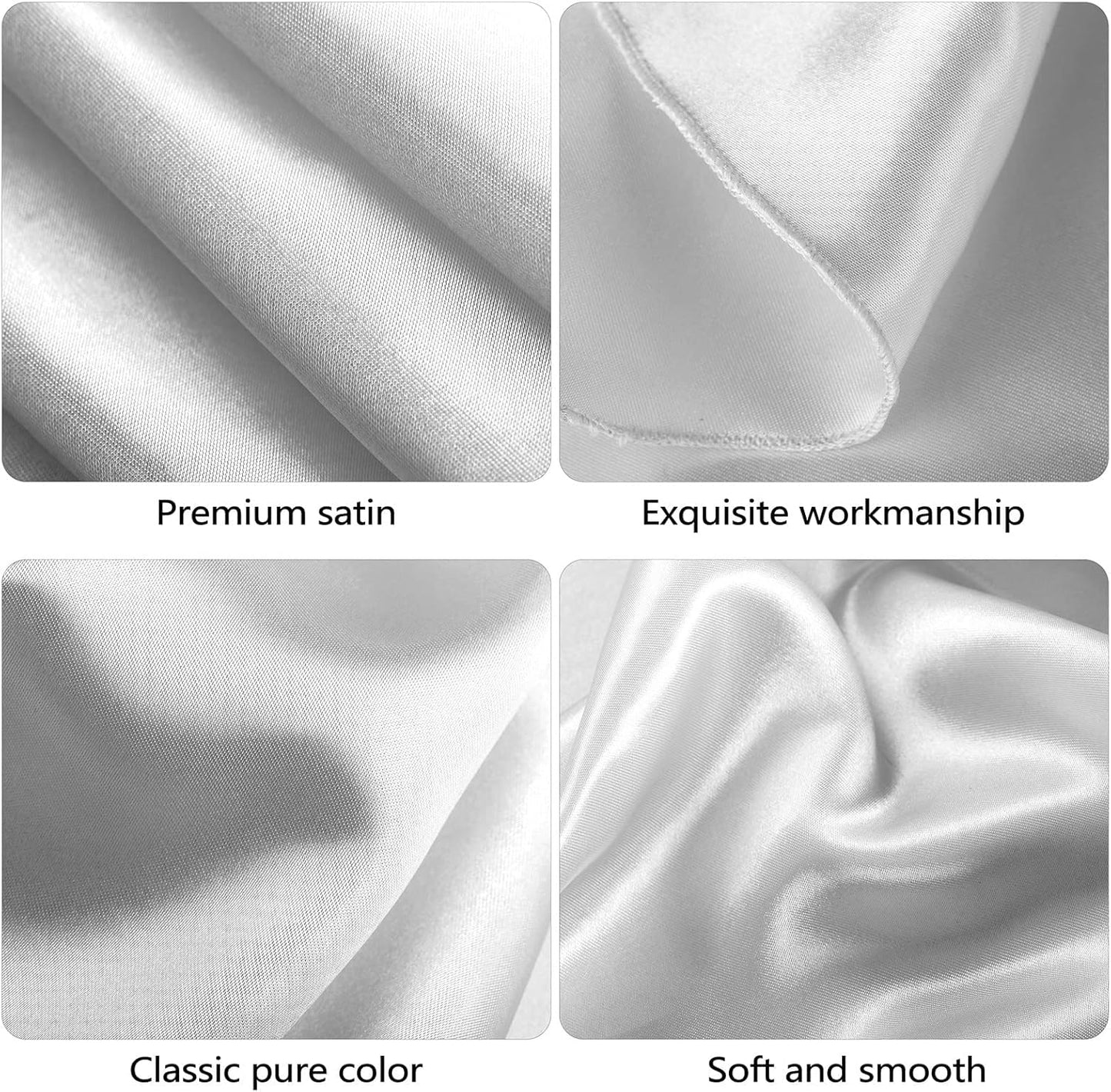 Ruisita 120 Inches Round Satin Tablecloths Silver Overlay Round Satin Table Cover Bright Silk Tablecloth Smooth Fabric Tablecloth for Wedding Banquet Table Decoration