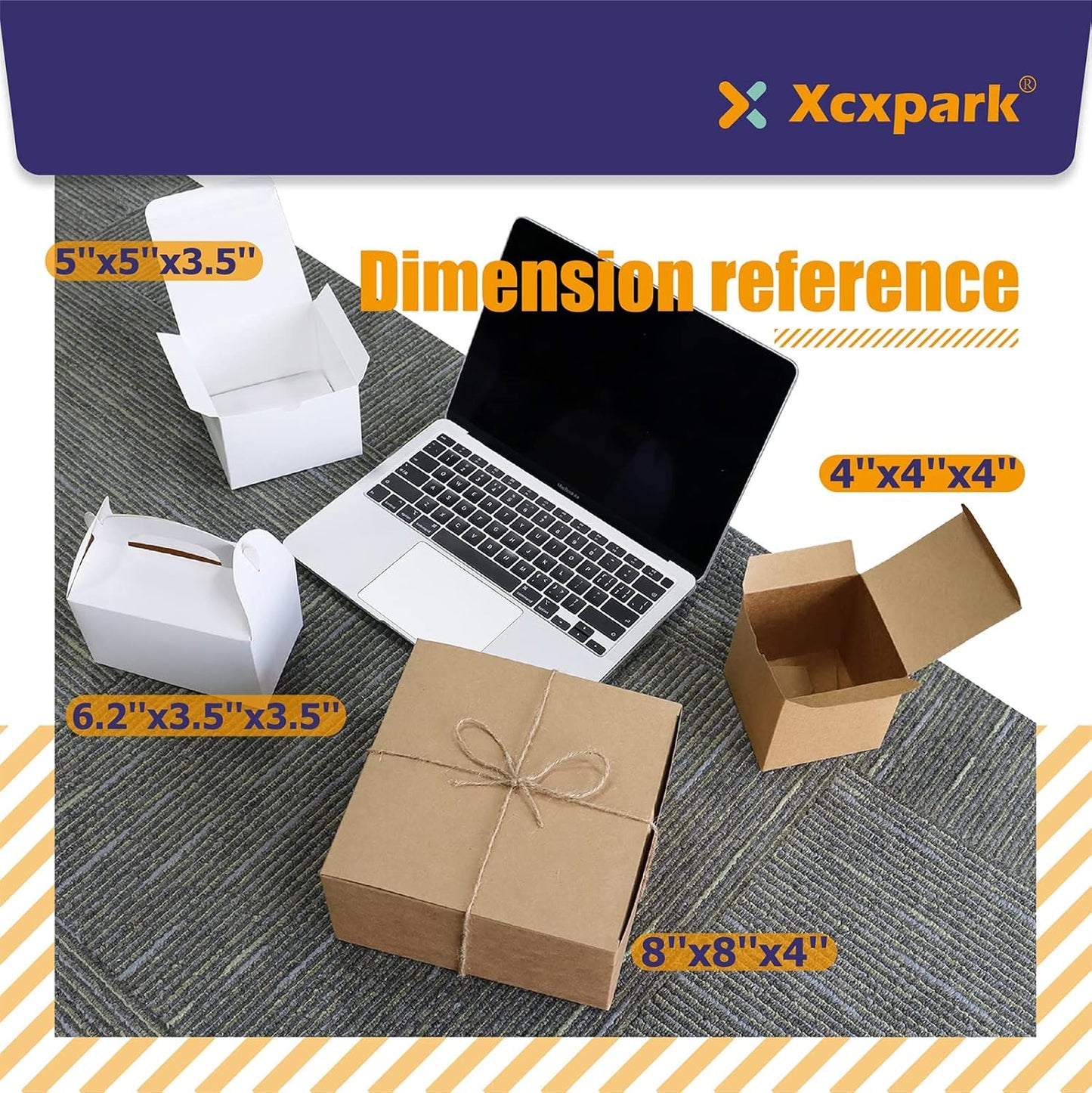 Xxcxpark 48 PCS Brown Gift Boxes 4x4x4 inches, Decorative Party Favor Gift Packaging Box with Lid for DIY Crafting, Cube, Cupcake, Kraft Present Boxes for Birthday, Wedding, Anniversary