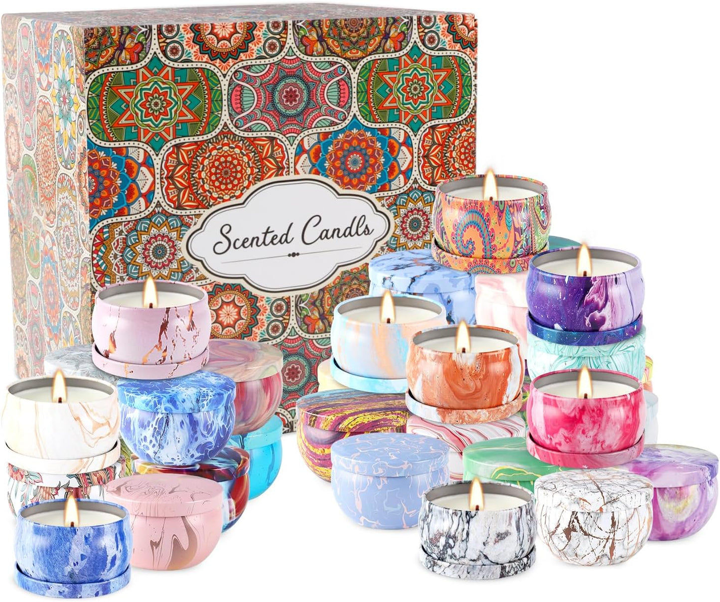 36 Pack Scented Candles Gift Set for Woman, Jar Candle, 2.5 oz Soy Wax Tin Candle-Ideal Gift for Travel Home Décor