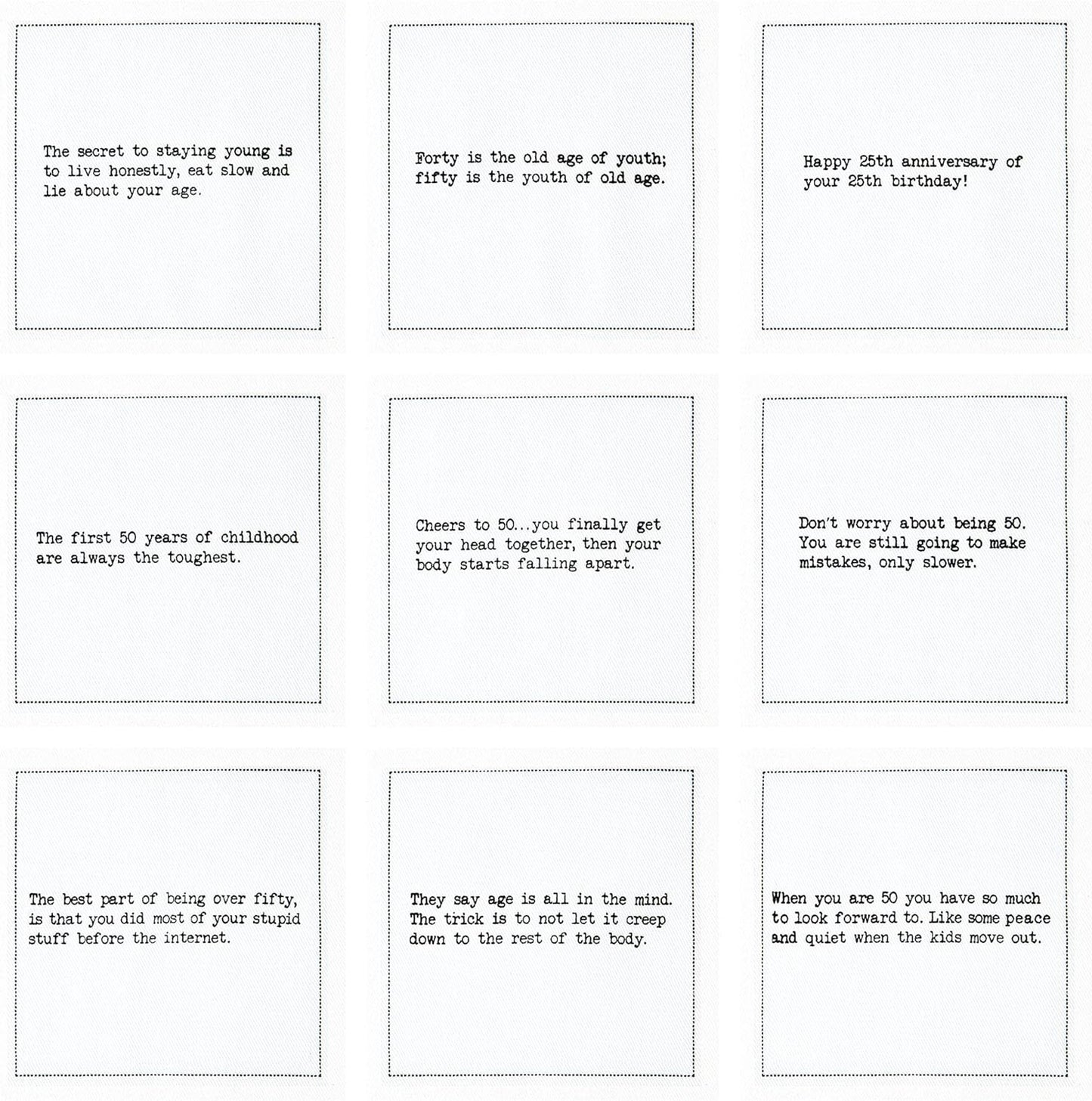 Five Star Napkins 50th Birthday Quotes White Cotton Cocktail Napkins, Beverage Napkins, Bar Napkins, Cloth Napkins, Party Napkins, Events, Holidays, Weddings, Birthdays, Disposable, 4.5" x 4.5"- (50x)