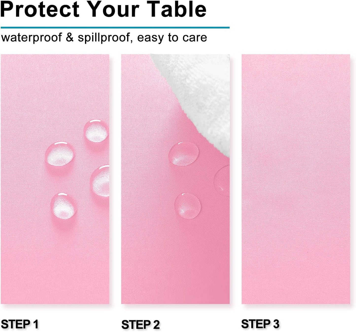 Hiasan Pink Tablecloth Rectangle - Waterproof & Spillproof and Washable Oblong Table Cloth for Dining/Party, 70 x 120 Inch