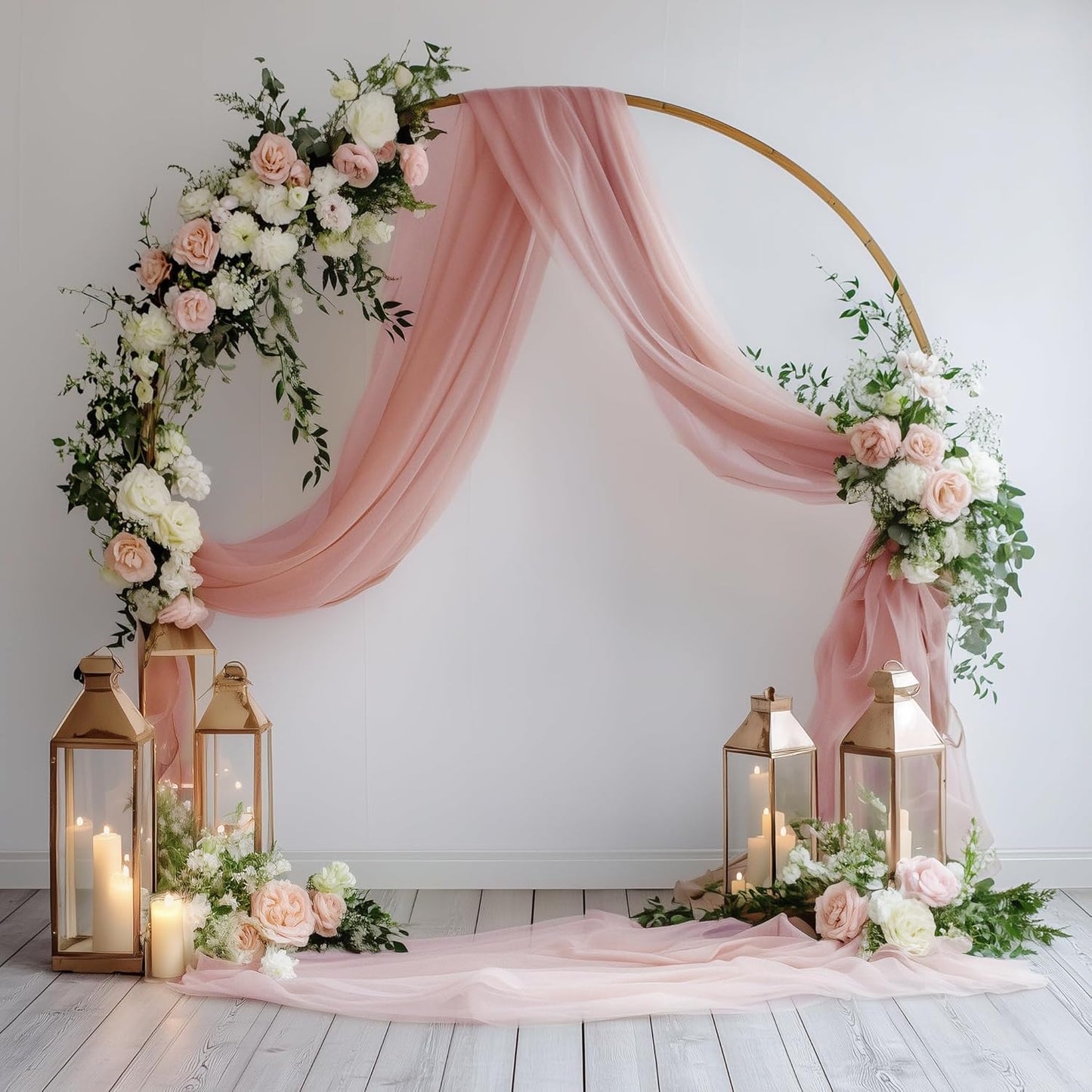 Wedding Arch Draping Fabric 4 Panels 28.7" x 20FT Dusty Rose Sheer Chiffon Backdrop Drapes for Wedding Ceremony Birthday Party Bridal Shower Outdoor Decoration