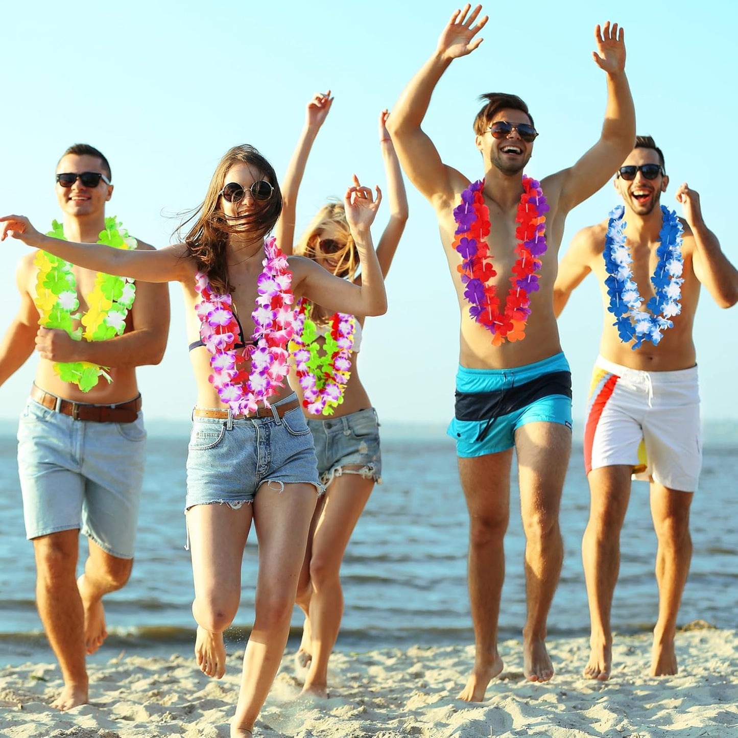 Luau Party Decorations, 36PCS Hawaiian Themed Leis Necklace Costume Accessories, Colorful Hawaiian Leis Tropical Theme Silk Flower Clothing Accessories Bulk, Hawaii Flower Lays Summer Pool Supplies