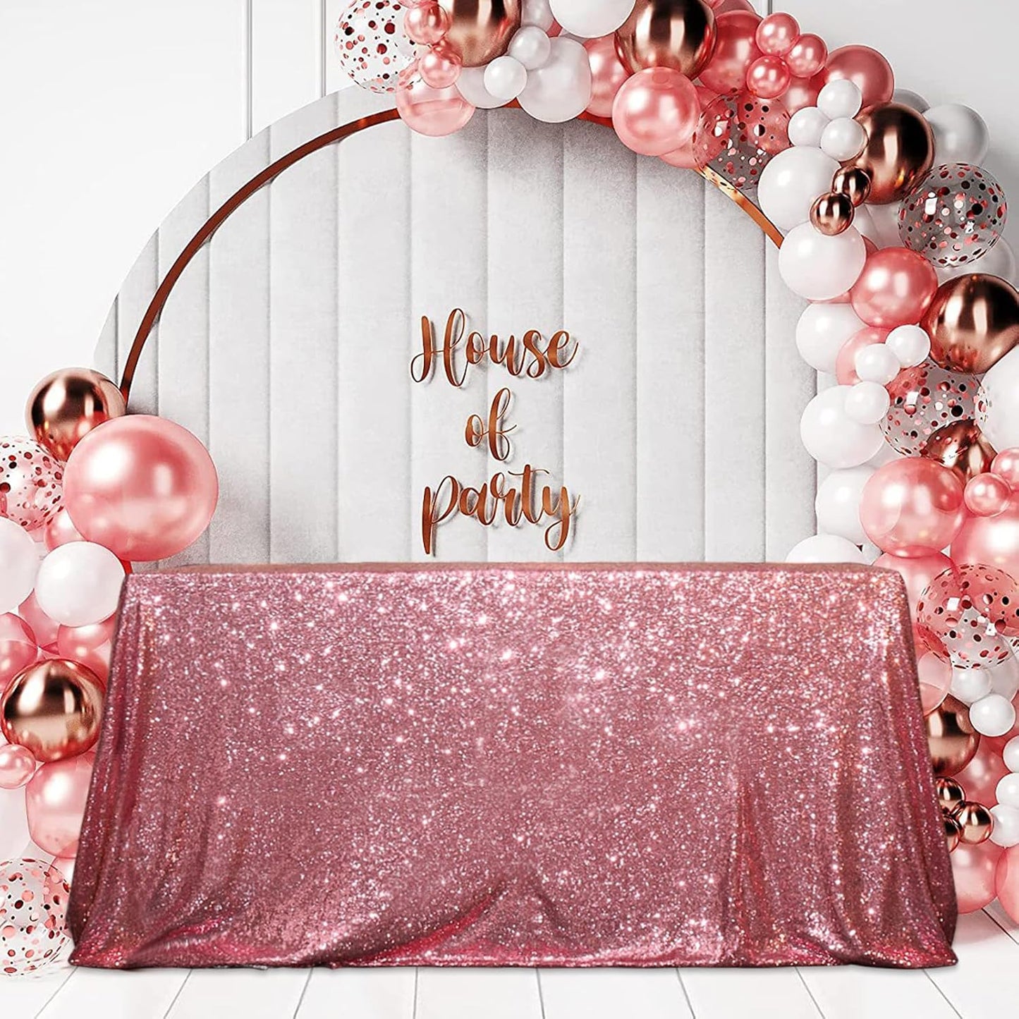 SquarePie Sequin Tablecloth 60 x 102 Inch Fuchsia Pink Sparkly Table Linen for Wedding Party