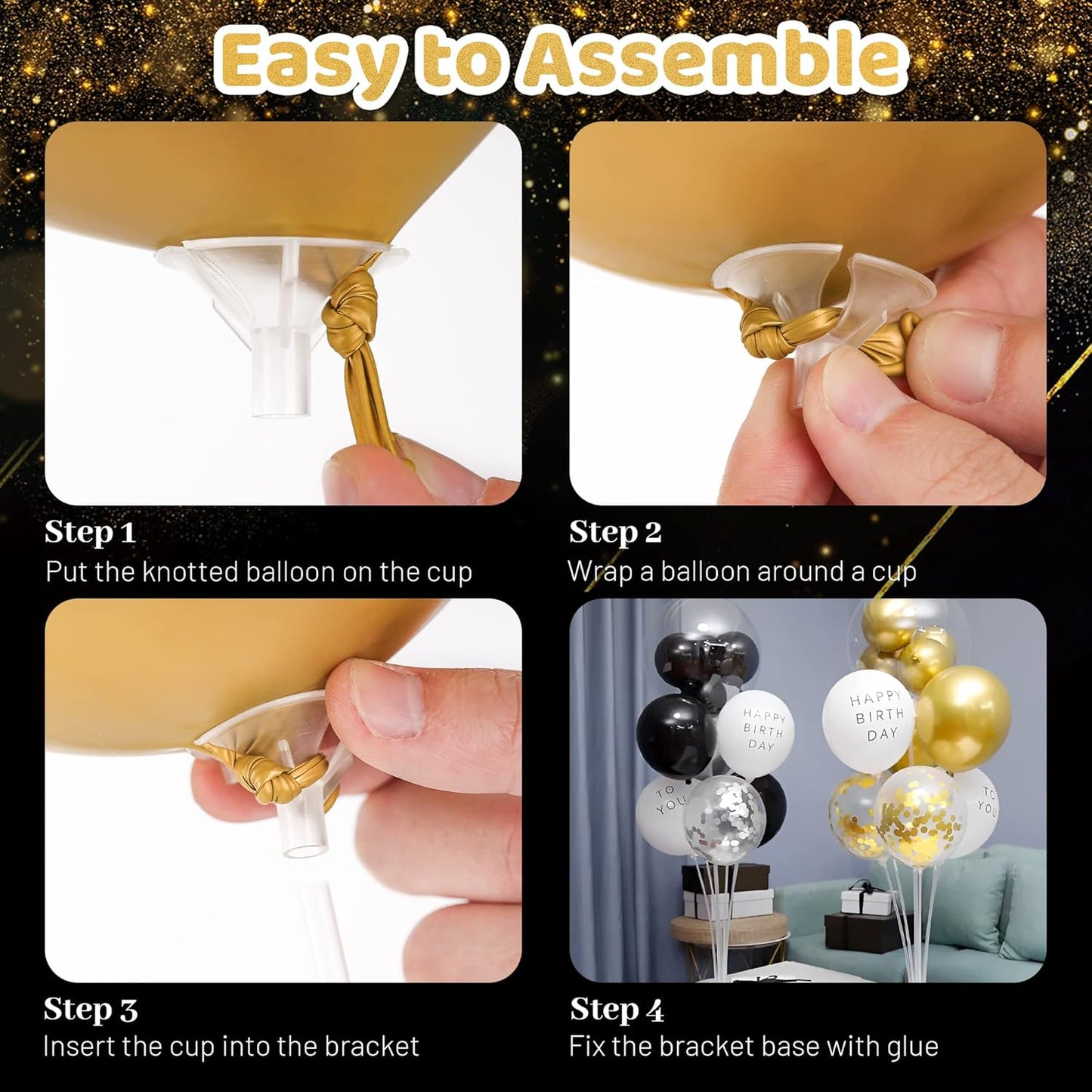 JOYYPOP 6 Sets Balloon Stand Kit, Balloon Sticks with Base Birthday Graduation Party Decorations Wedding